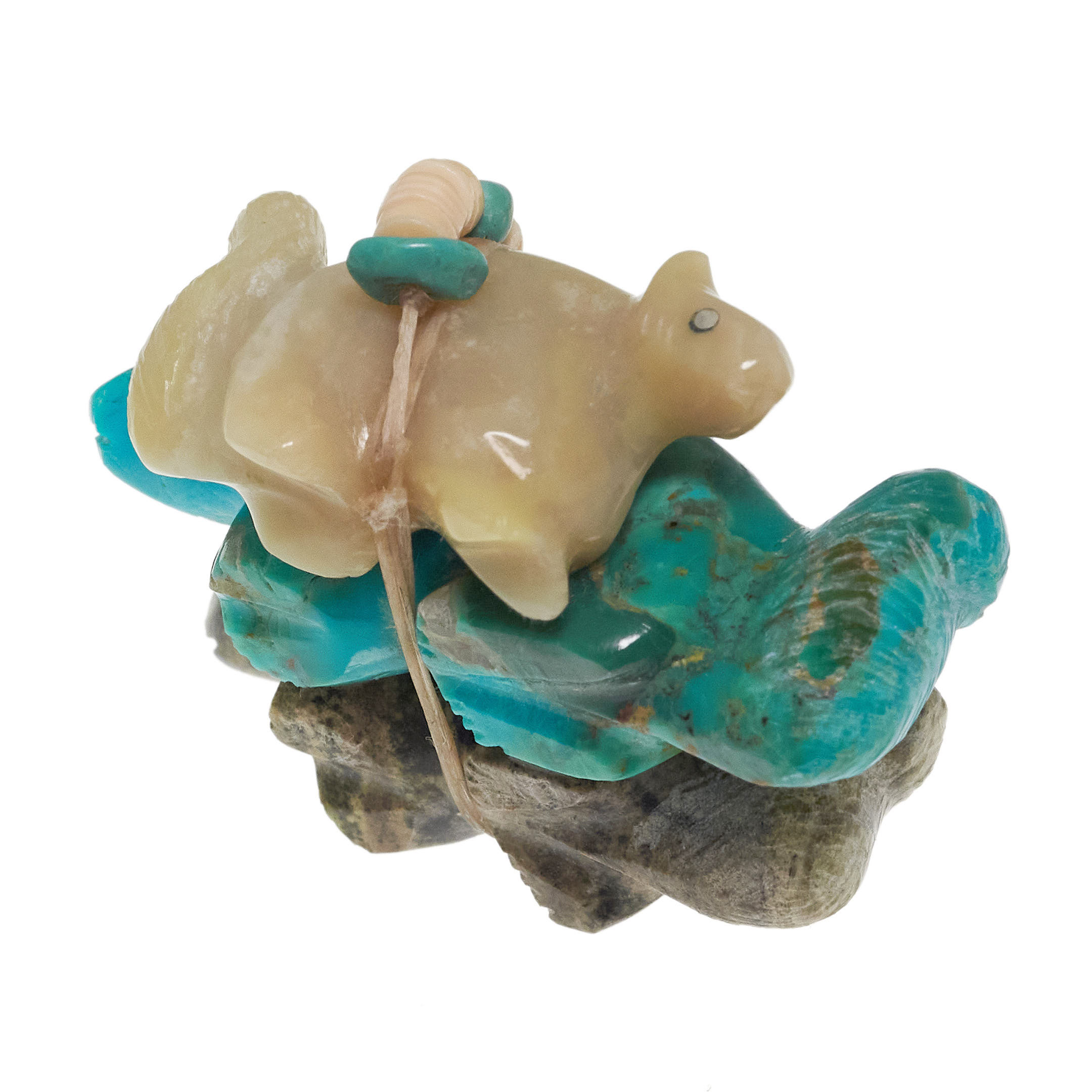 Zuni squirrels fetish hand-carved in turquoise FE274 - Harpo Paris