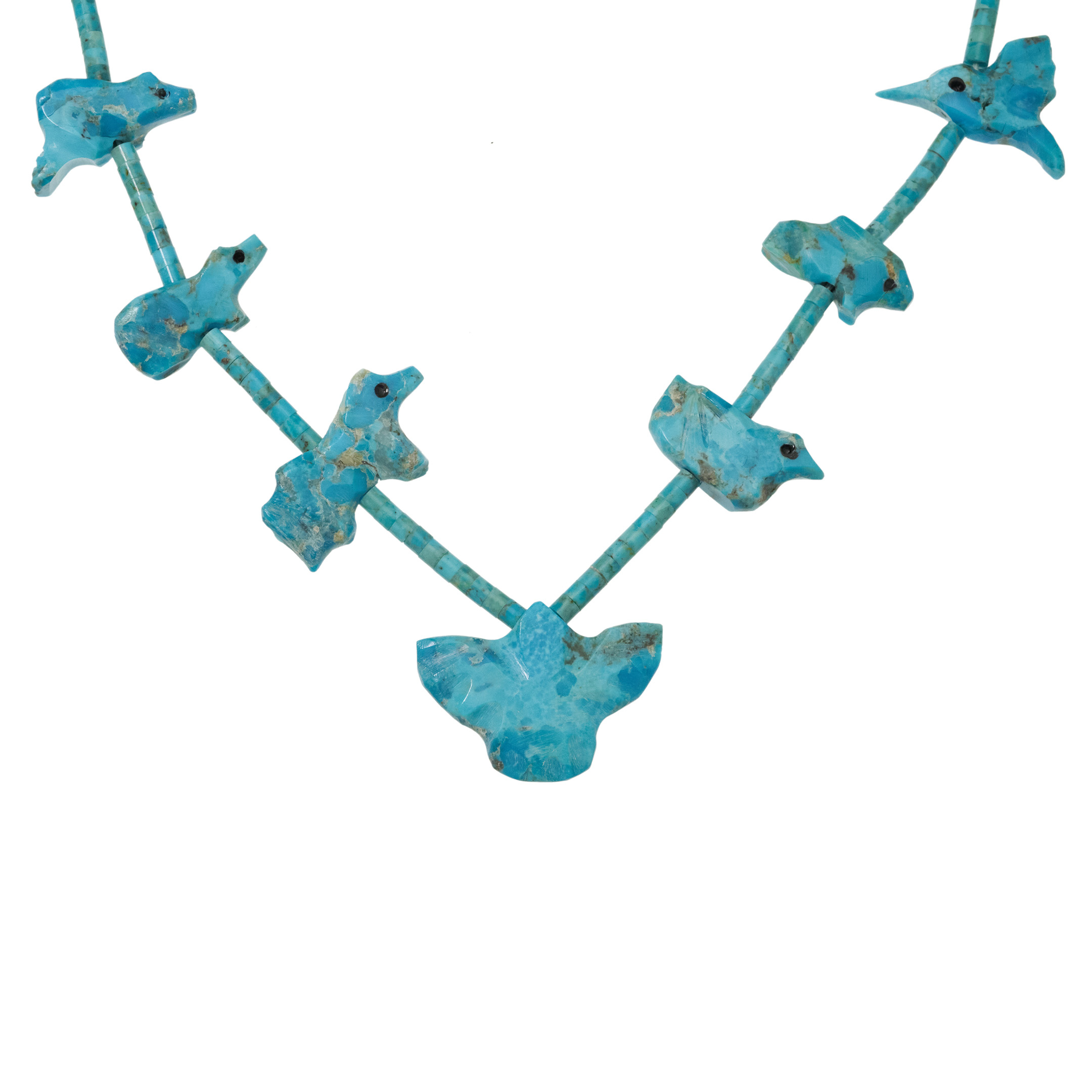 Collier Fétiches, animaux scupltés en Turquoise, fermoir en argent. | Harpo Paris