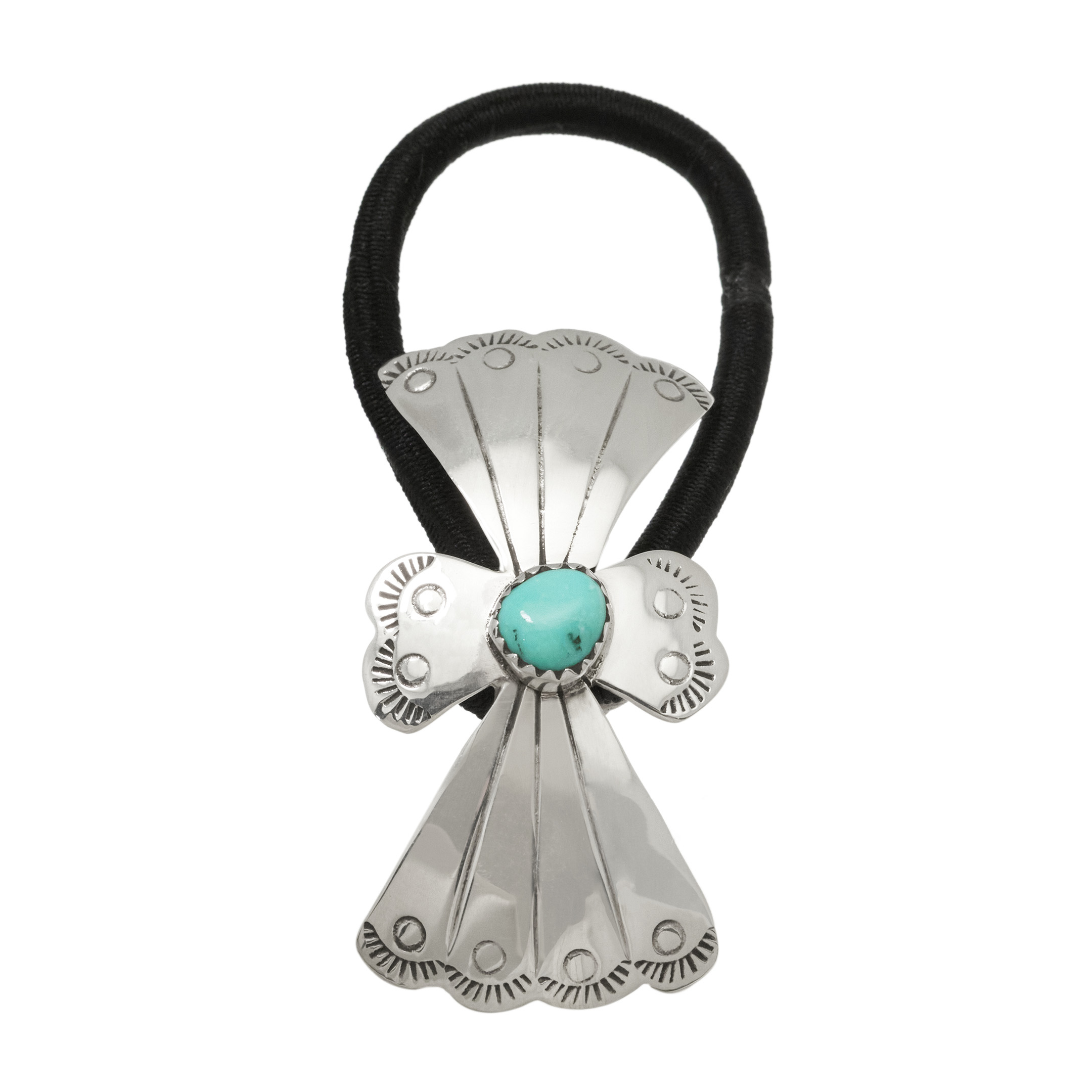 Elastique pour cheveux concho en turquoise et argent, CHOU11 - Harpo Paris