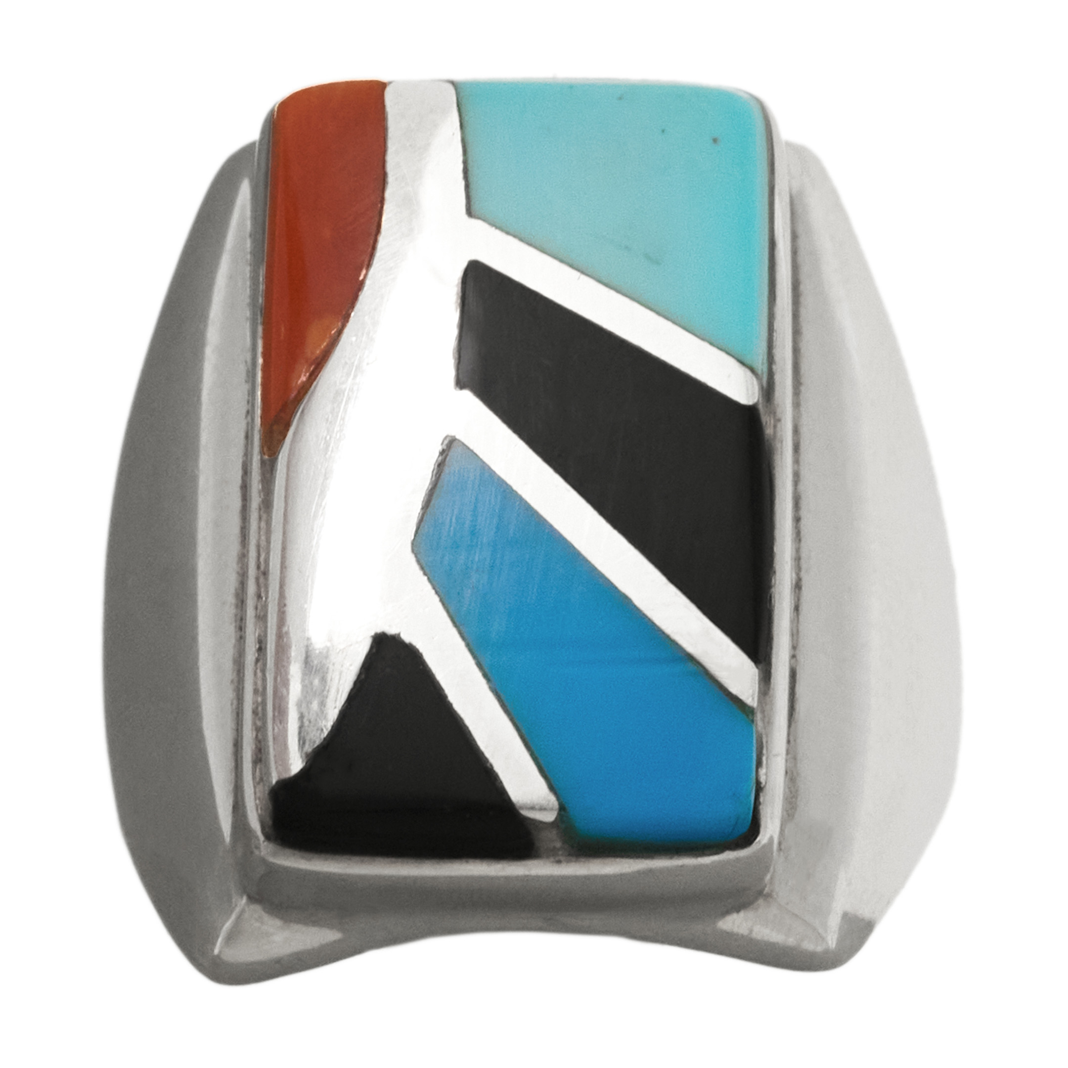 Navajo ring inlaid of silver and stones BA1775 - Harpo Paris
