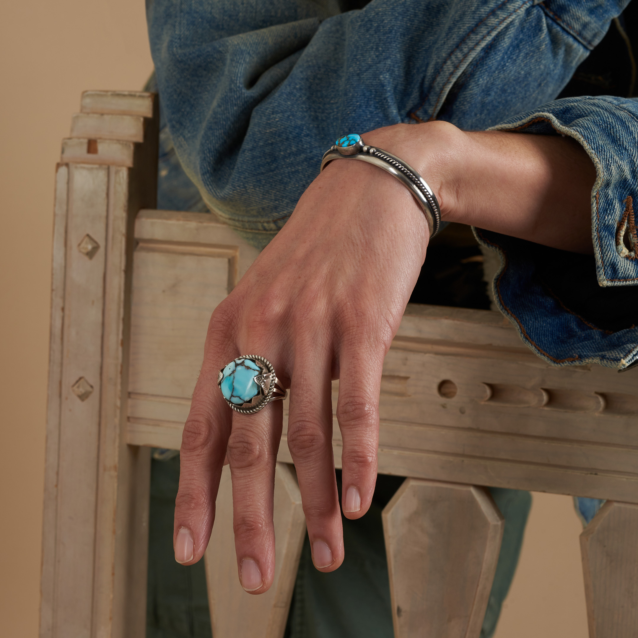 Turquoise and silver ring BA1779 - Harpo Paris