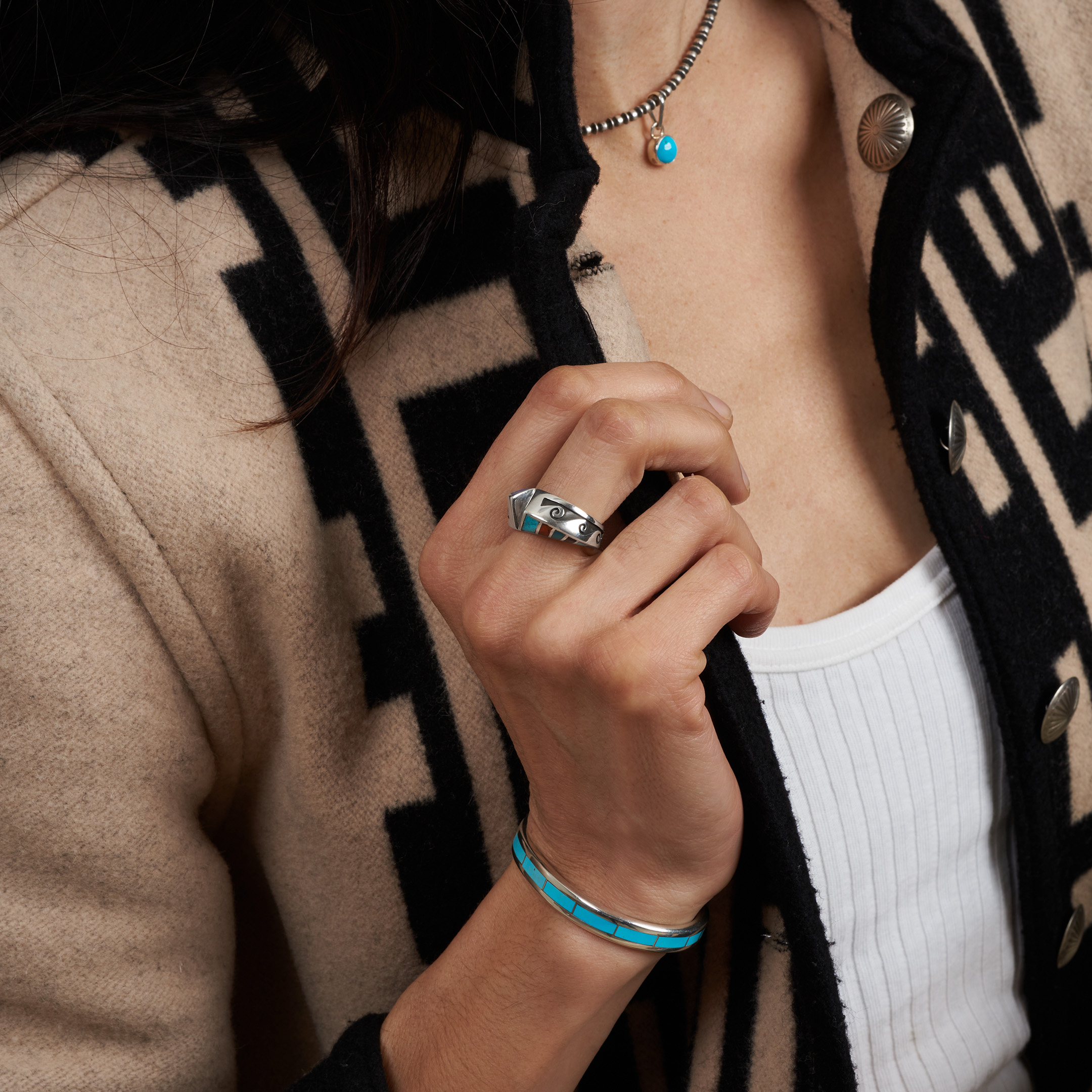 Bracelet turquoise and silver BR1003 - Harpo Paris