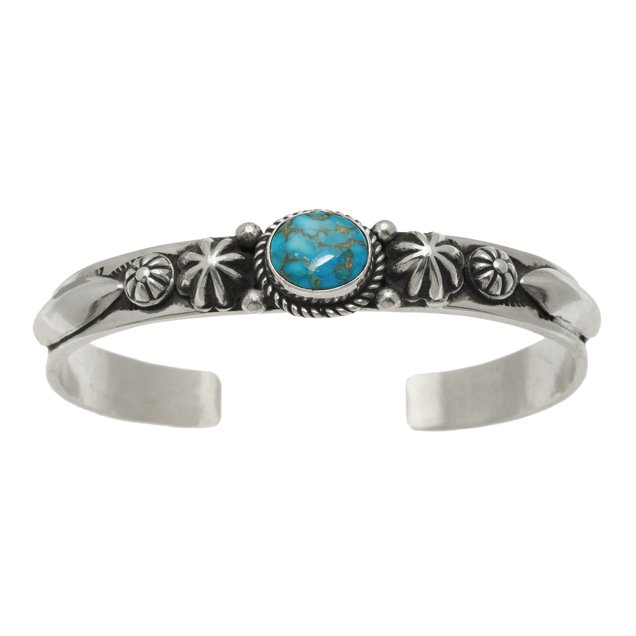 Turquoise and silver bracelet BR1006 - Harpo Paris