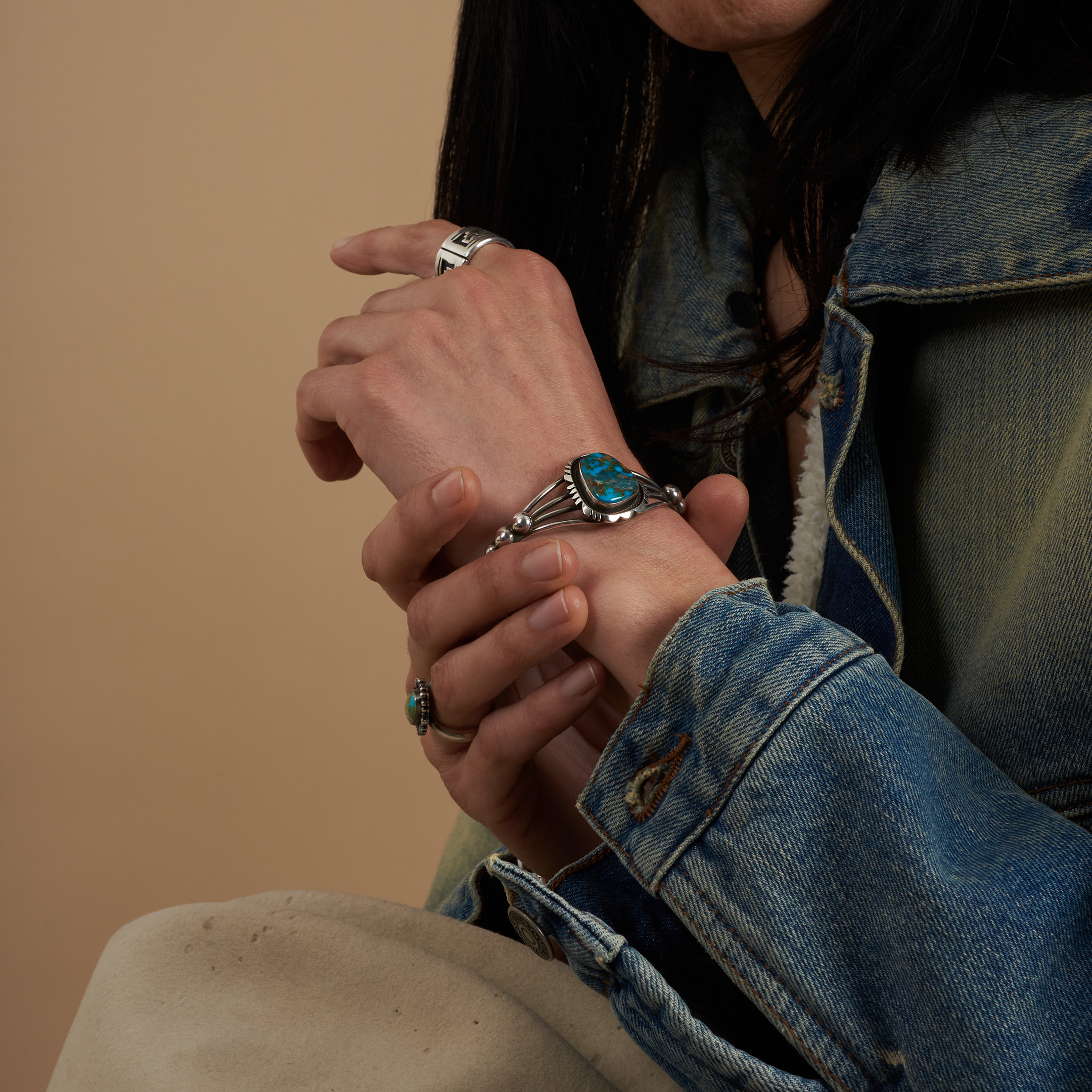 Turquoise and silver bracelet BR1009 - Harpo Paris