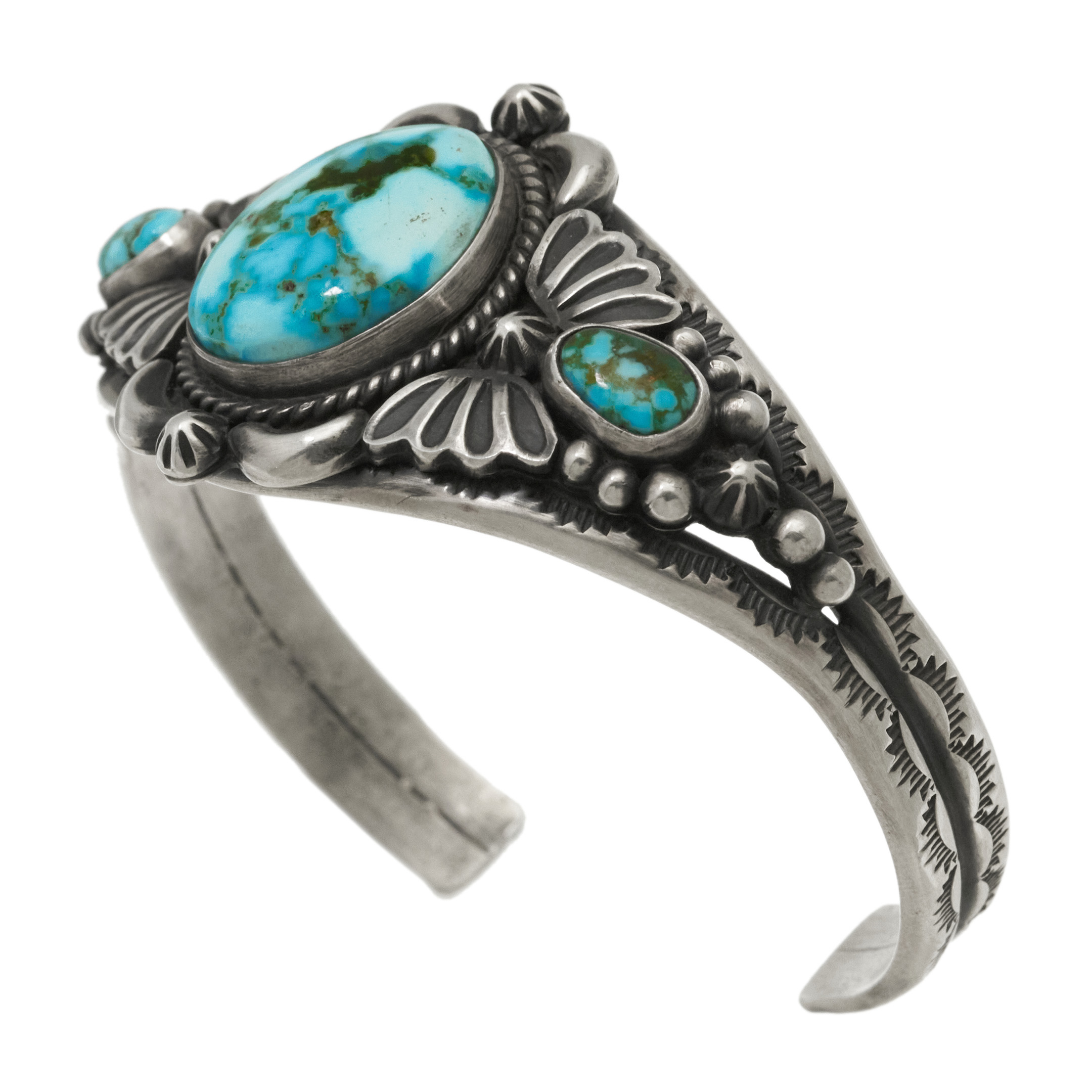 Turquoise and silver bracelet BR1012 - Harpo Paris
