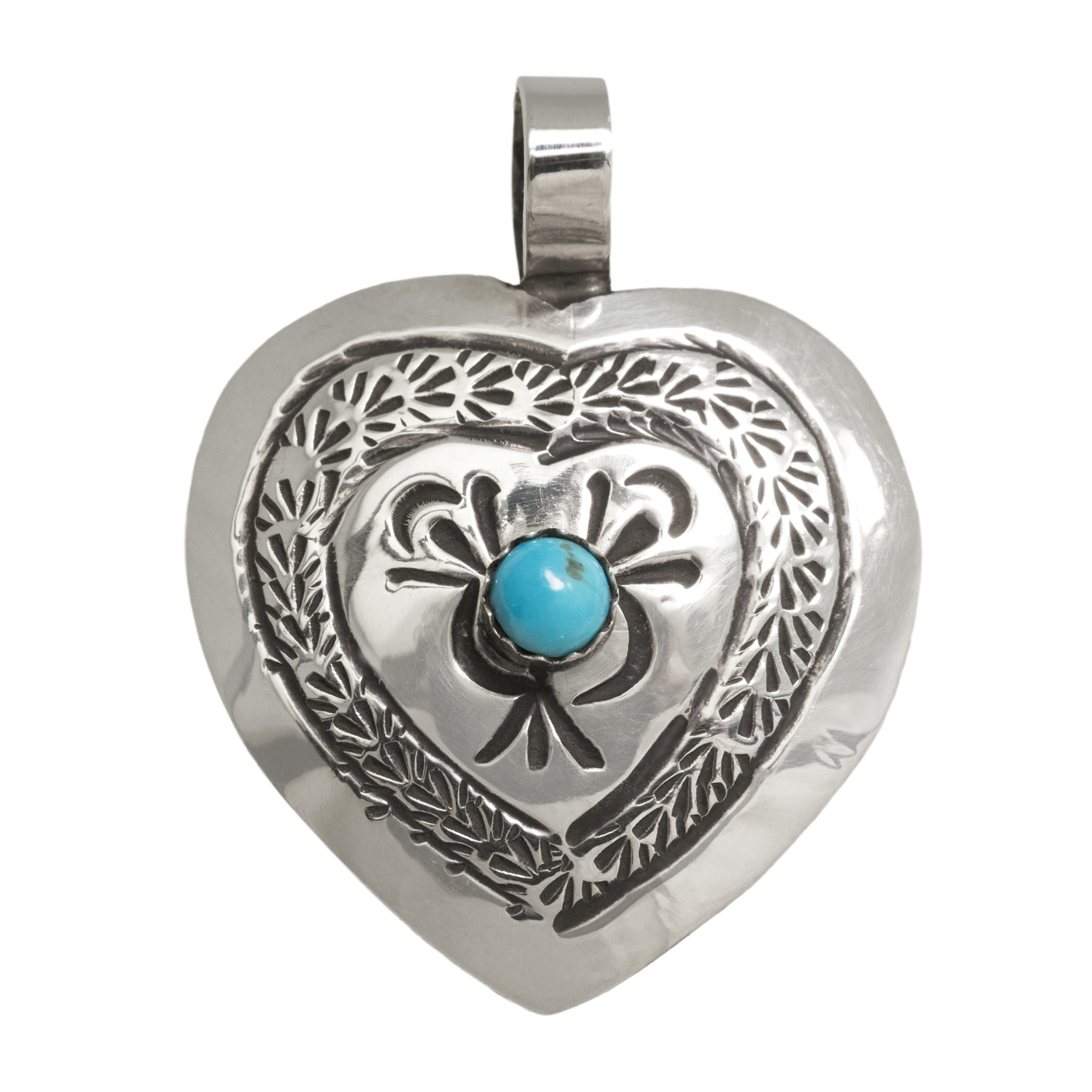 Turquoise silver heart pendant PE652 - Harpo Paris