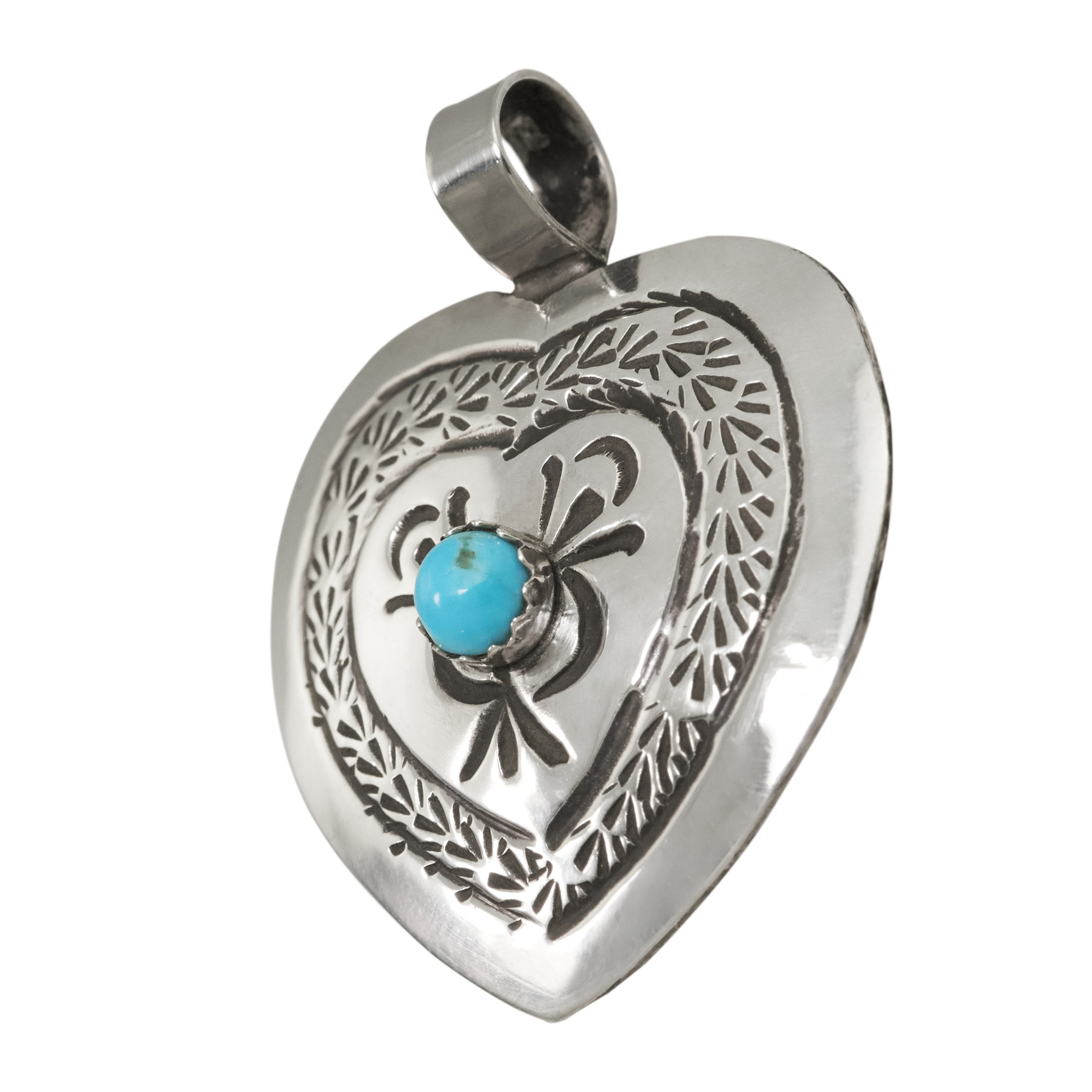 Turquoise silver heart pendant PE652 - Harpo Paris