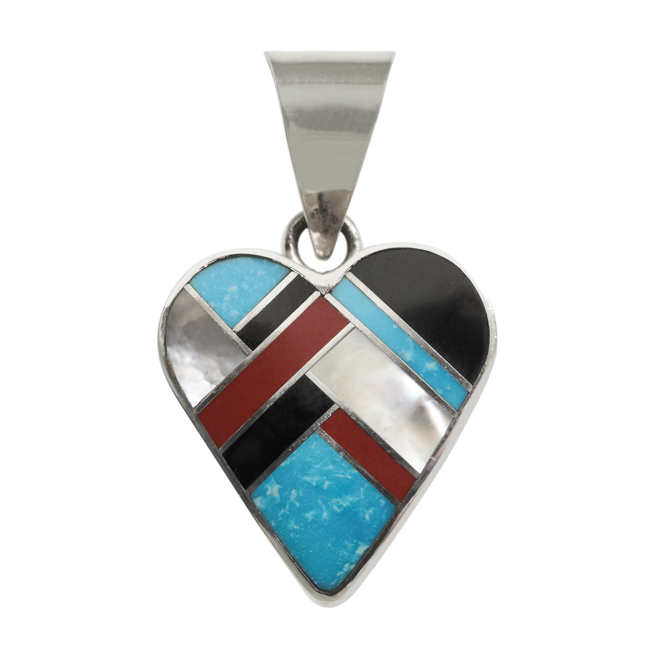 Pendentif coeur marqueterie et argent PE657 - Harpo Paris