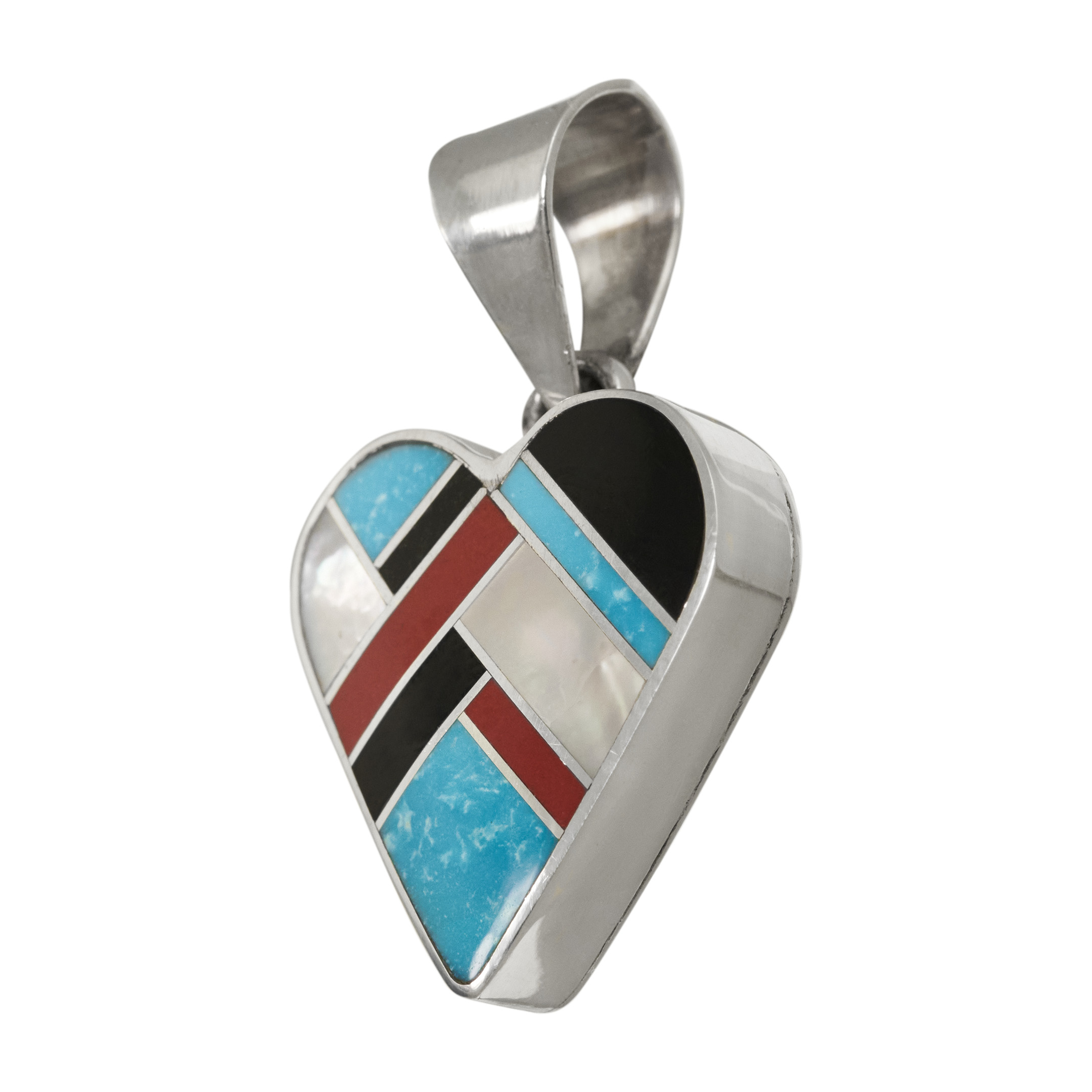 Heart pendant inlay and silver PE657 - Harpo Paris