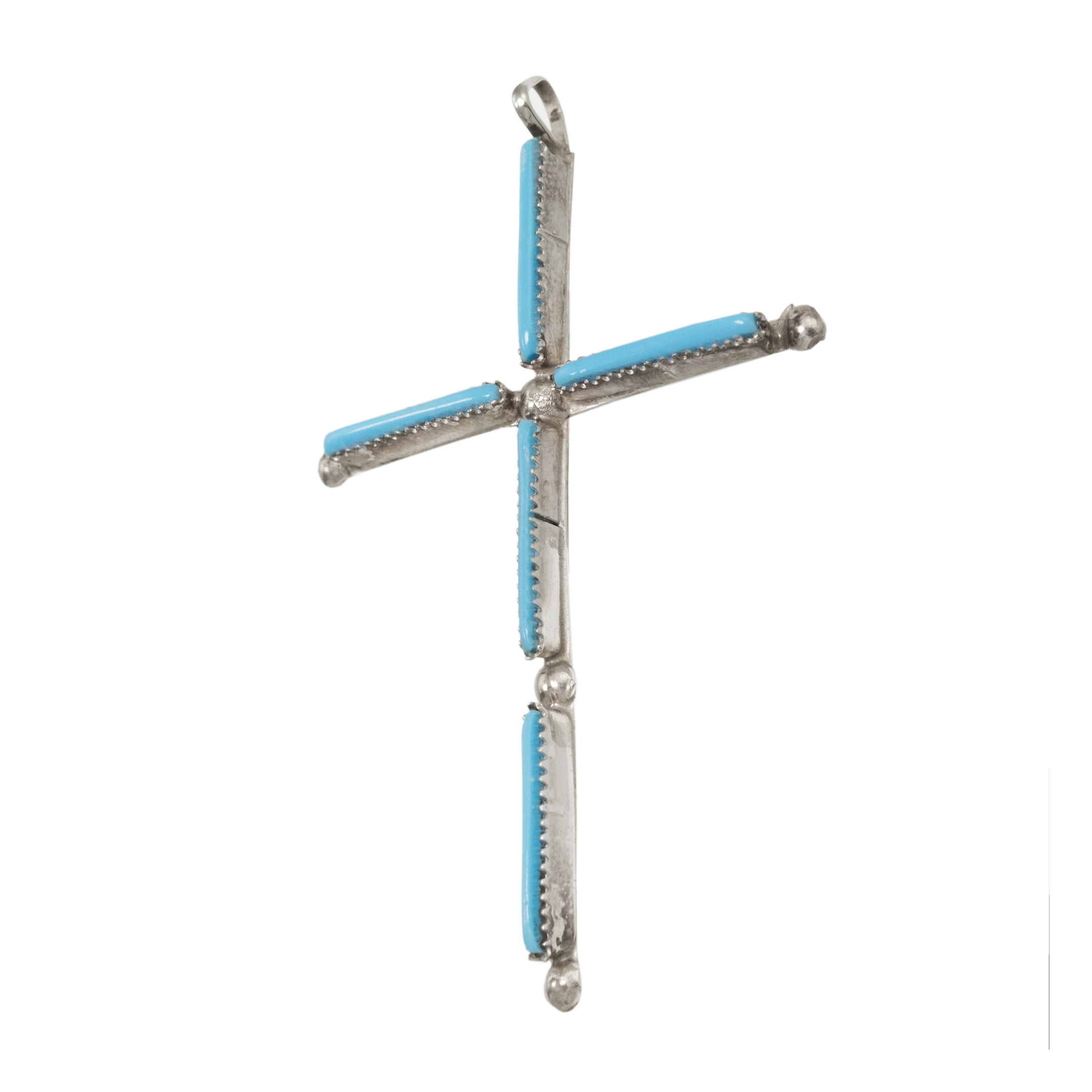 Pendentif croix en turquoise et argent PE658 - Harpo Paris