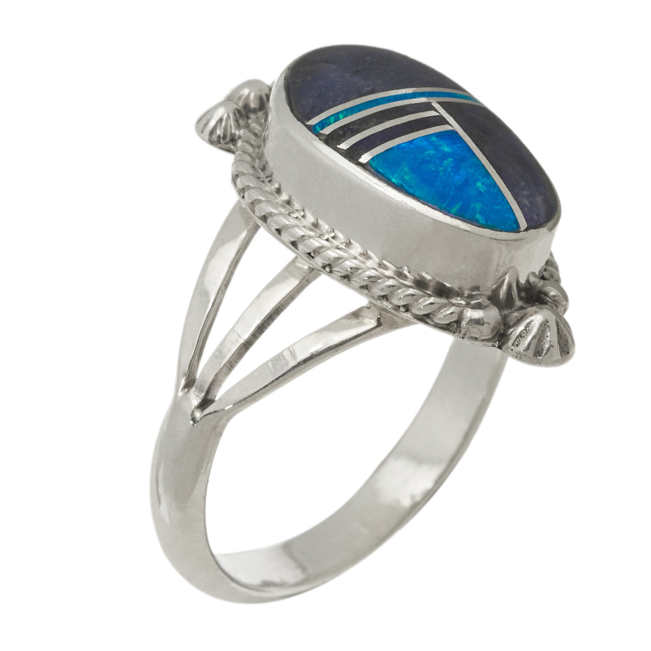Bague quartz bleu, Opale et argent BA1789 - Harpo Paris