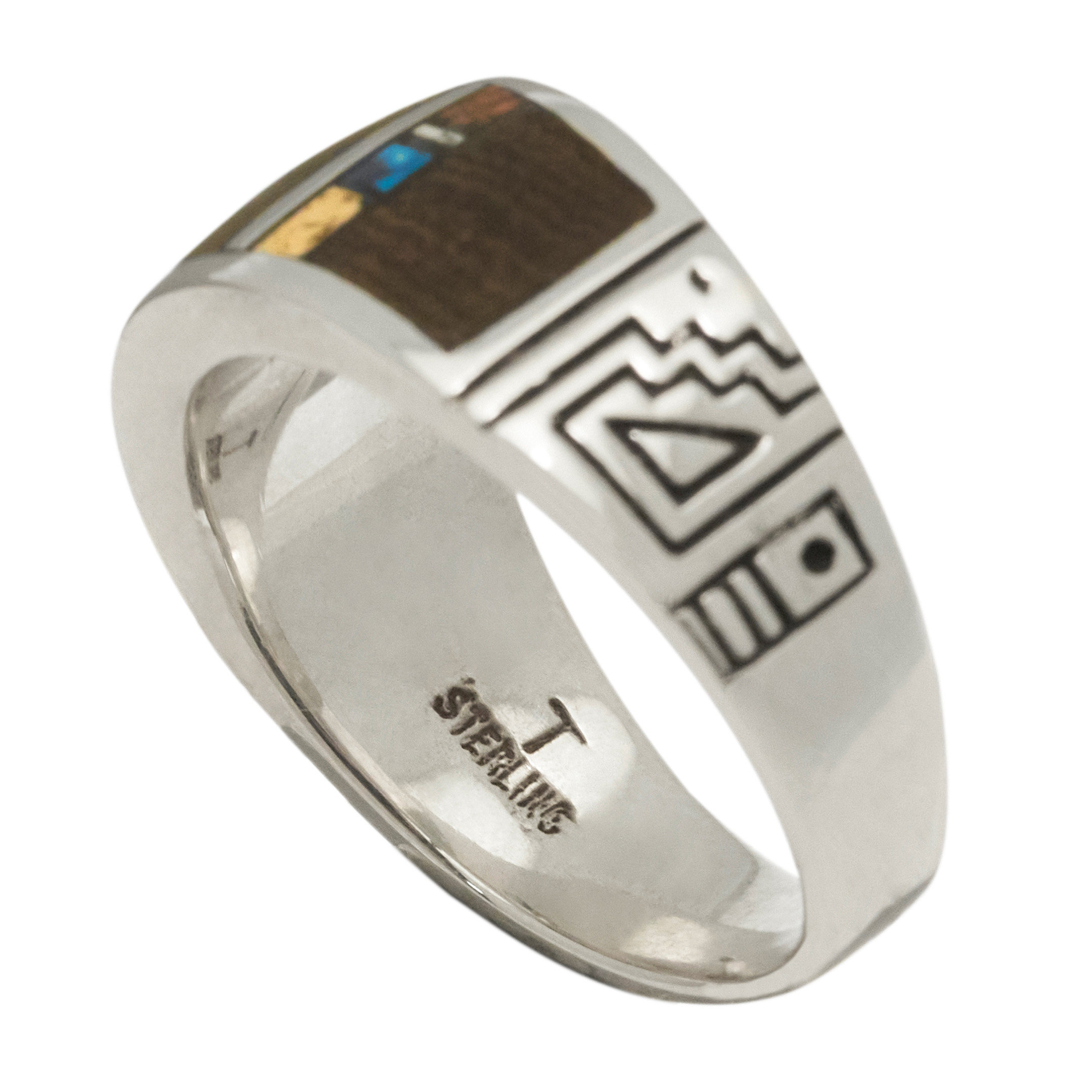 Inlay and silver ring BA1791 - Harpo Paris