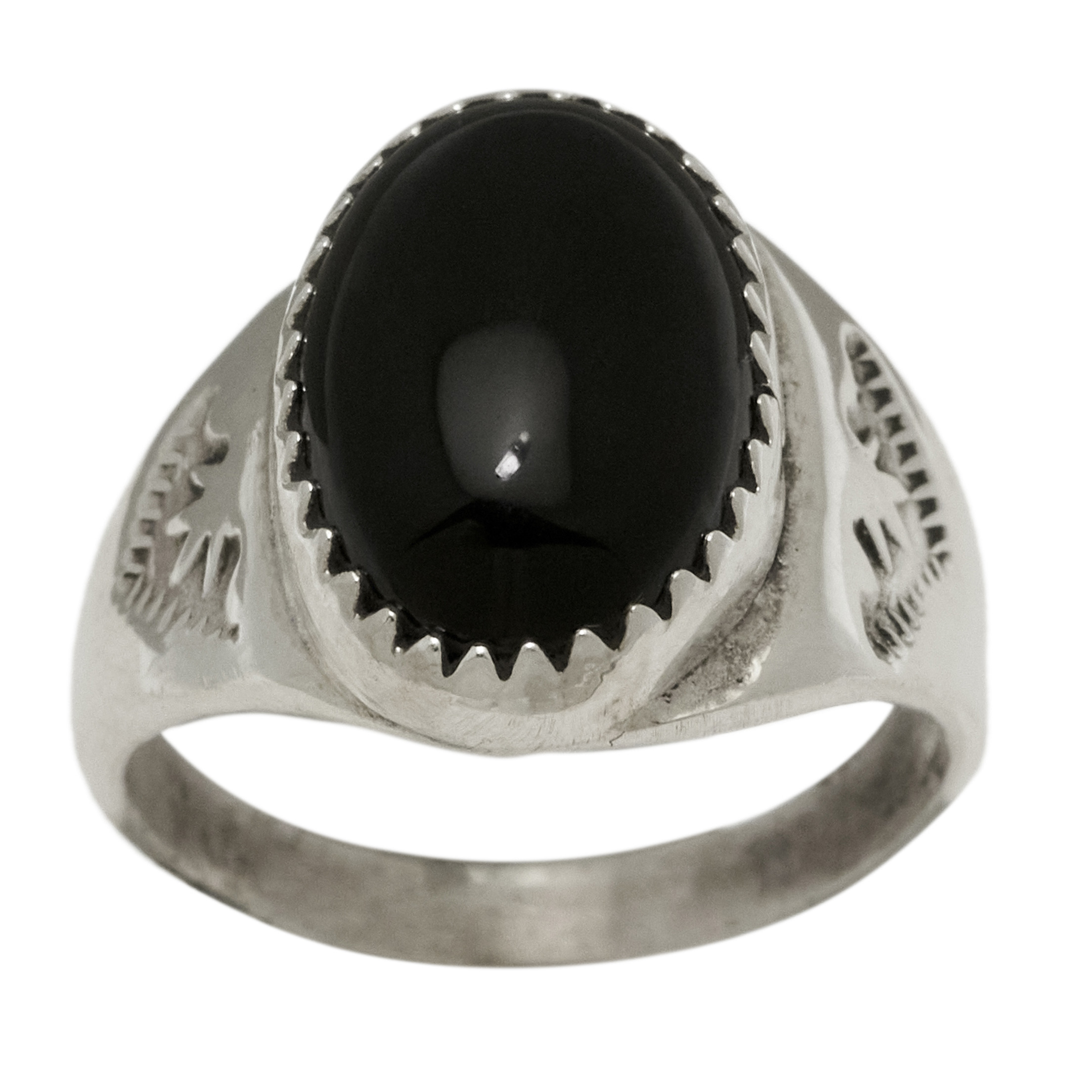Silver and onyx Navajo ring BA1796 - Harpo Paris