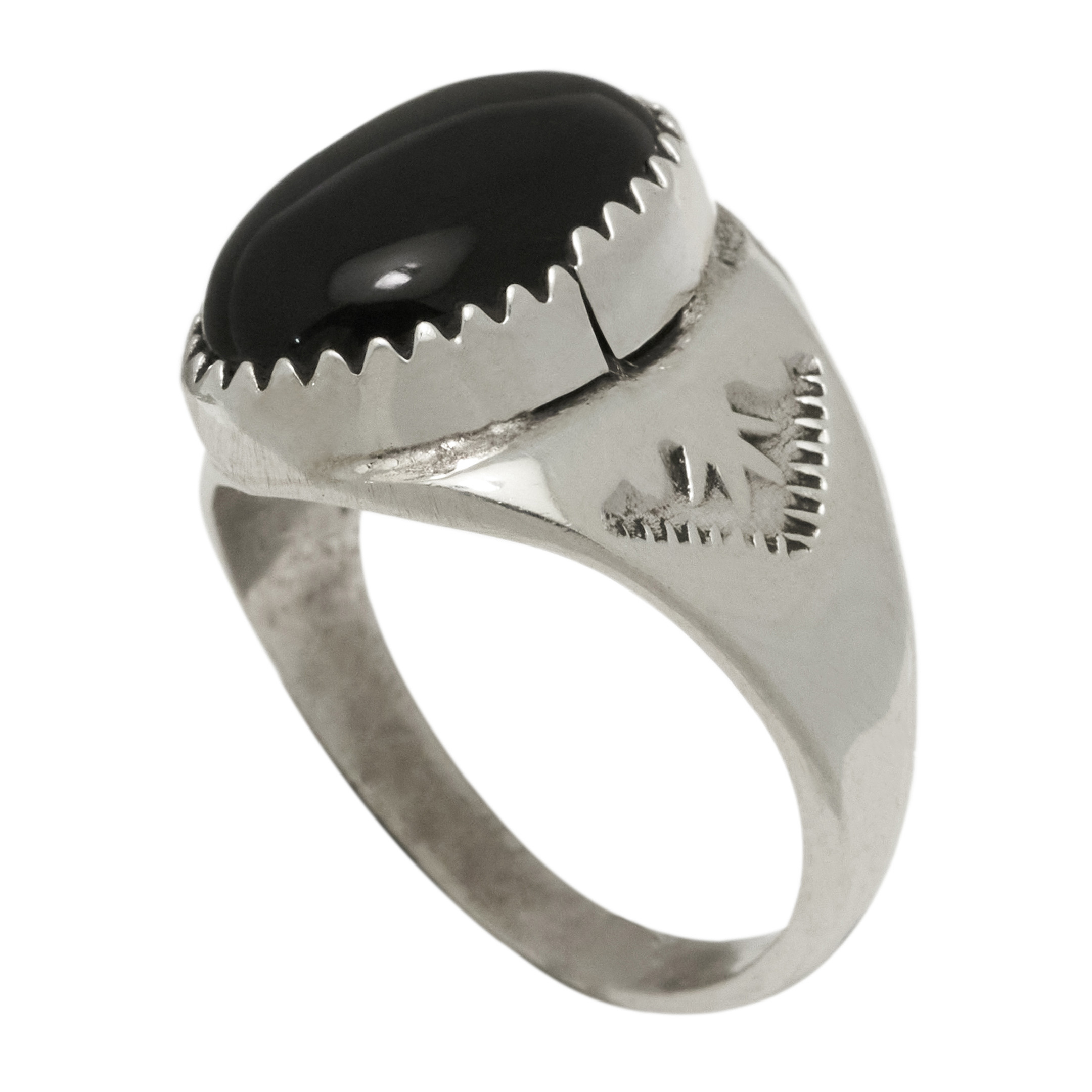 Silver and onyx Navajo ring BA1796 - Harpo Paris