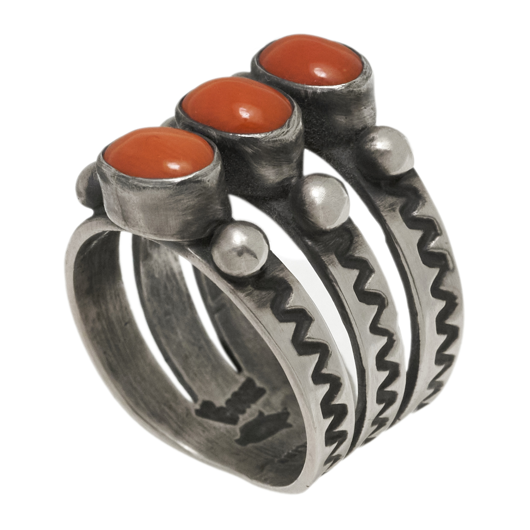 Bague corail et argent BA1805 - Harpo Paris