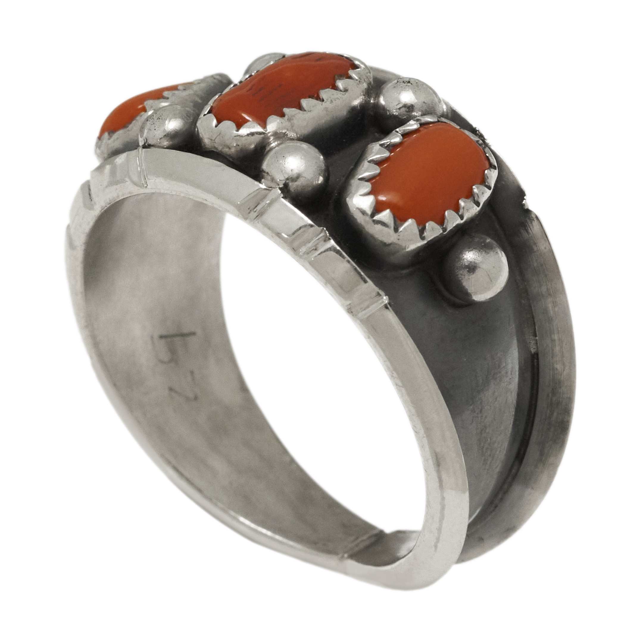 Coral and silver ring BA1806 - Harpo Paris