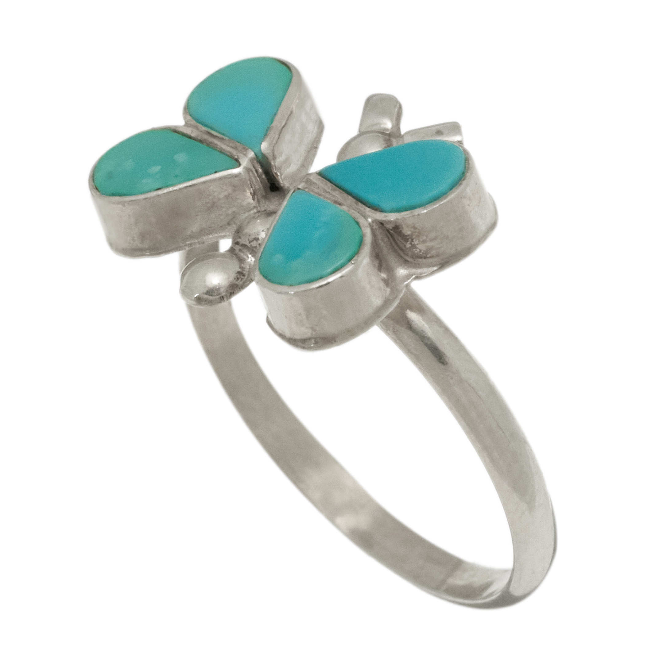 Bague papillon turquoise et argent BA1616 - Harpo Paris