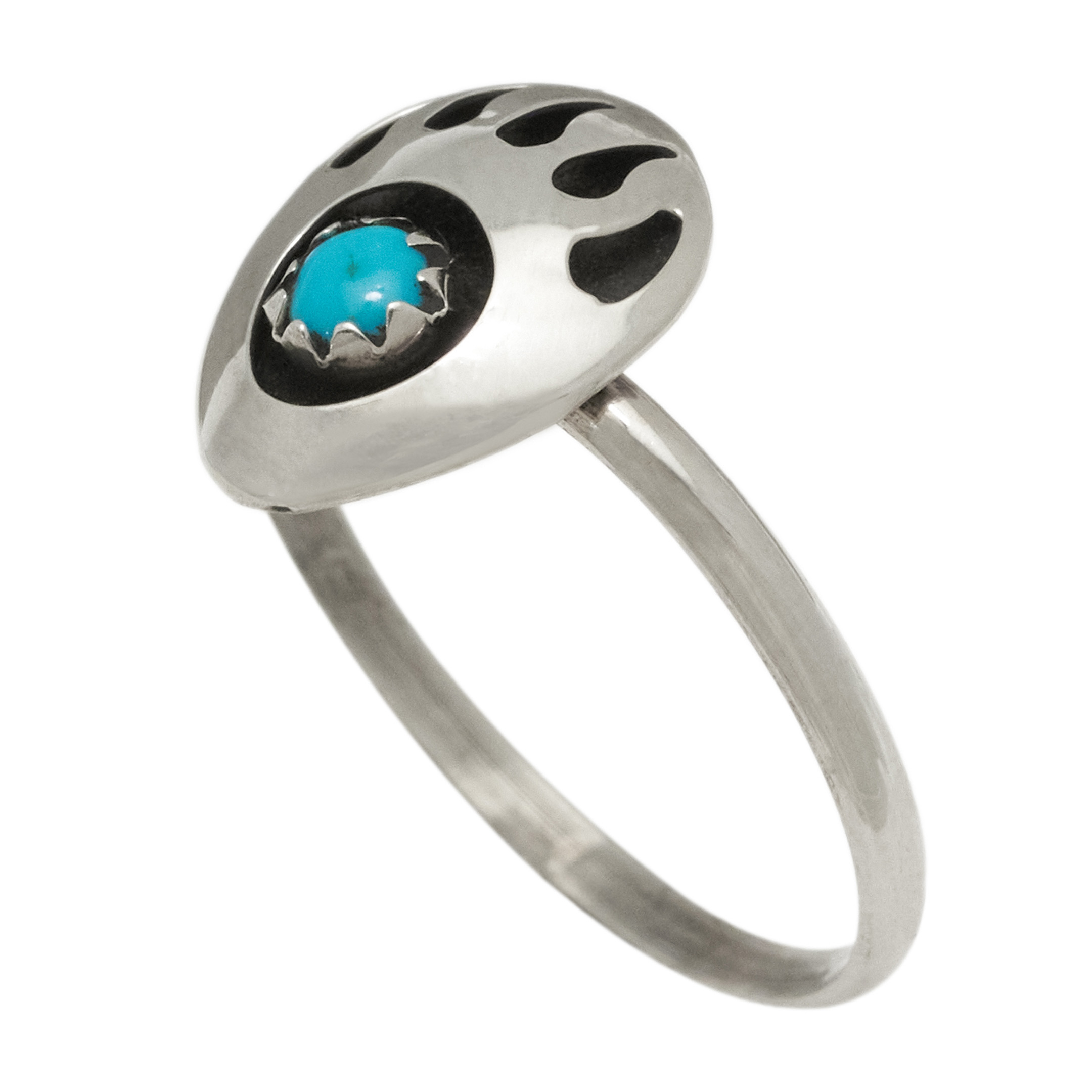 Turquoise and silver bear paw ring BA1810 - Harpo Paris