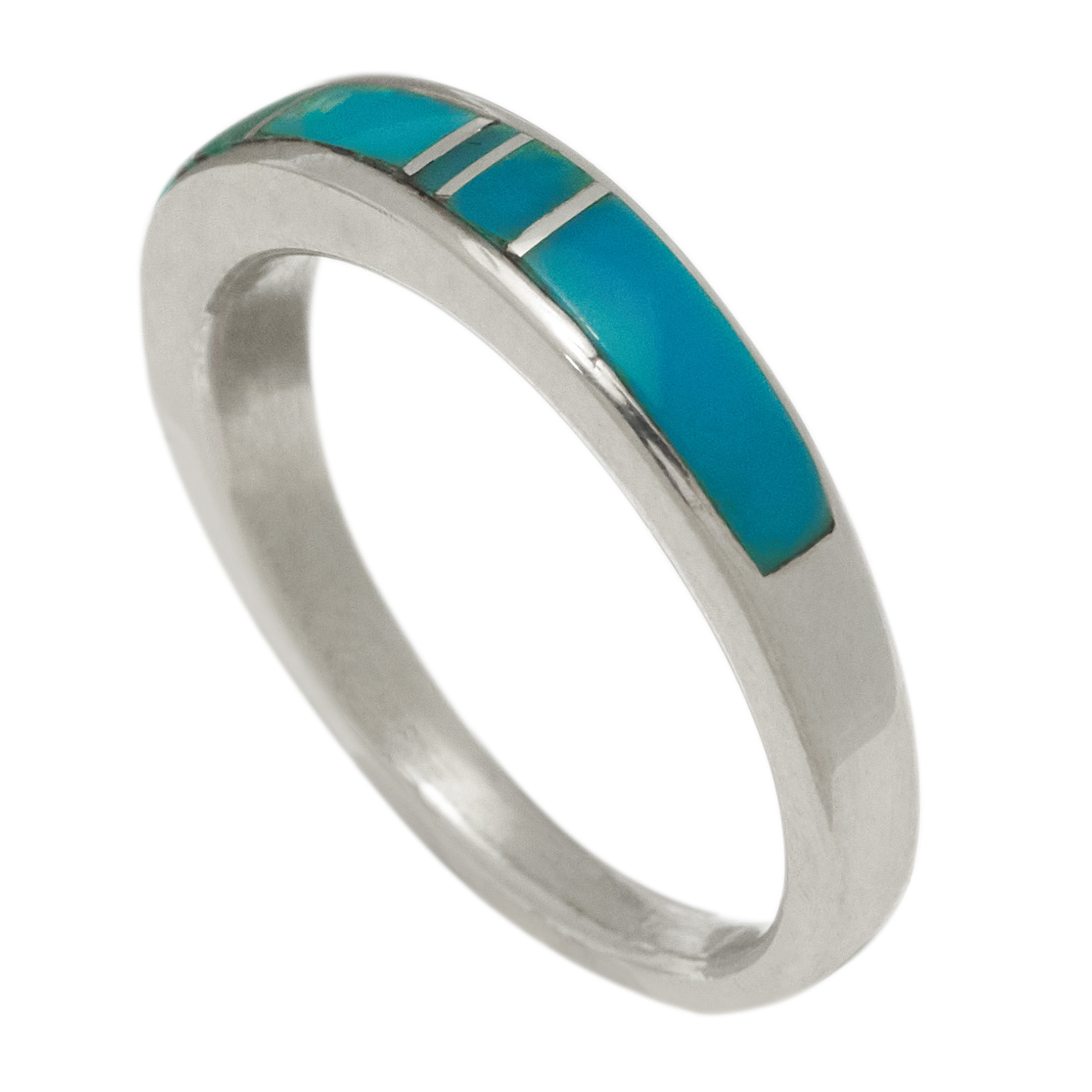 Turquoise inlay and silver ring BA1812 - Harpo Paris