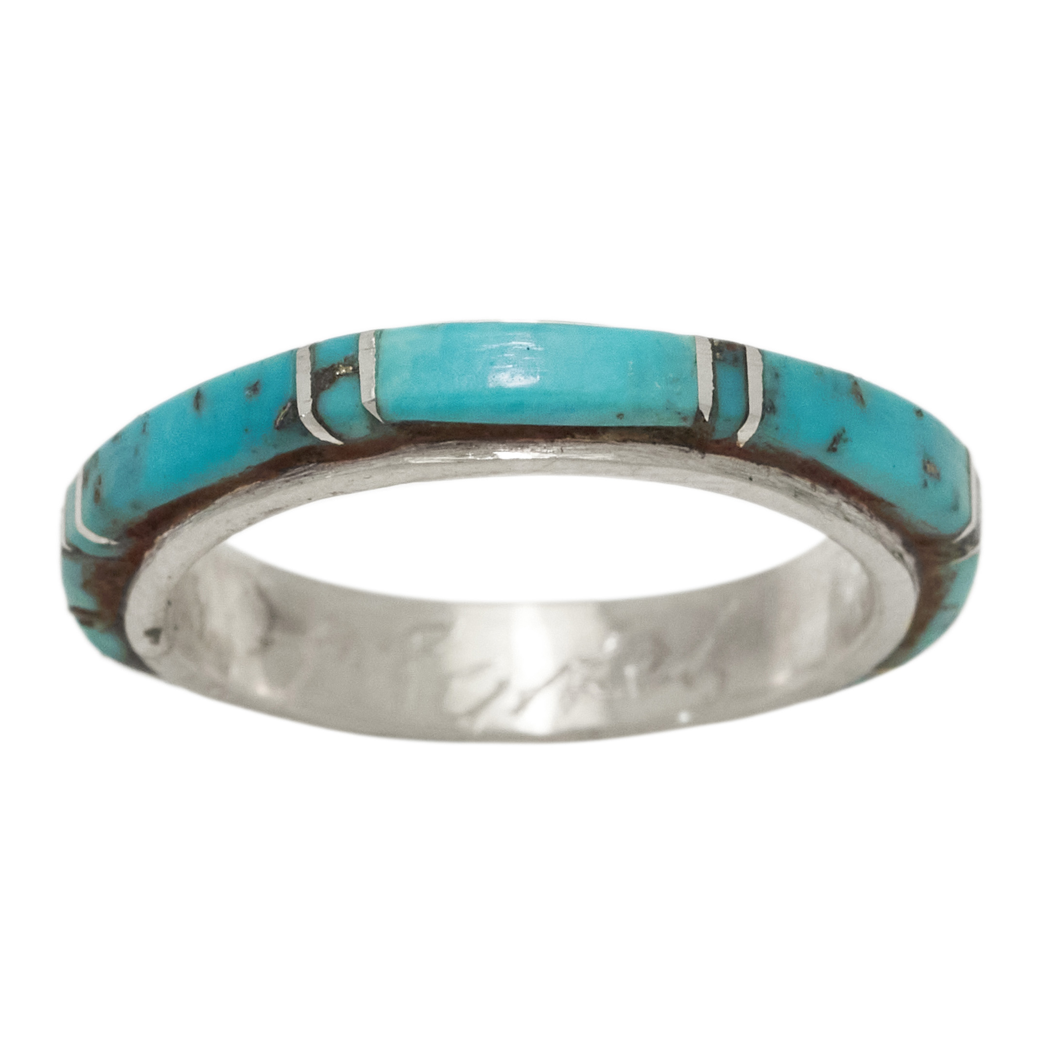 Turquoise inlay and silver ring BA1815 - Harpo Paris