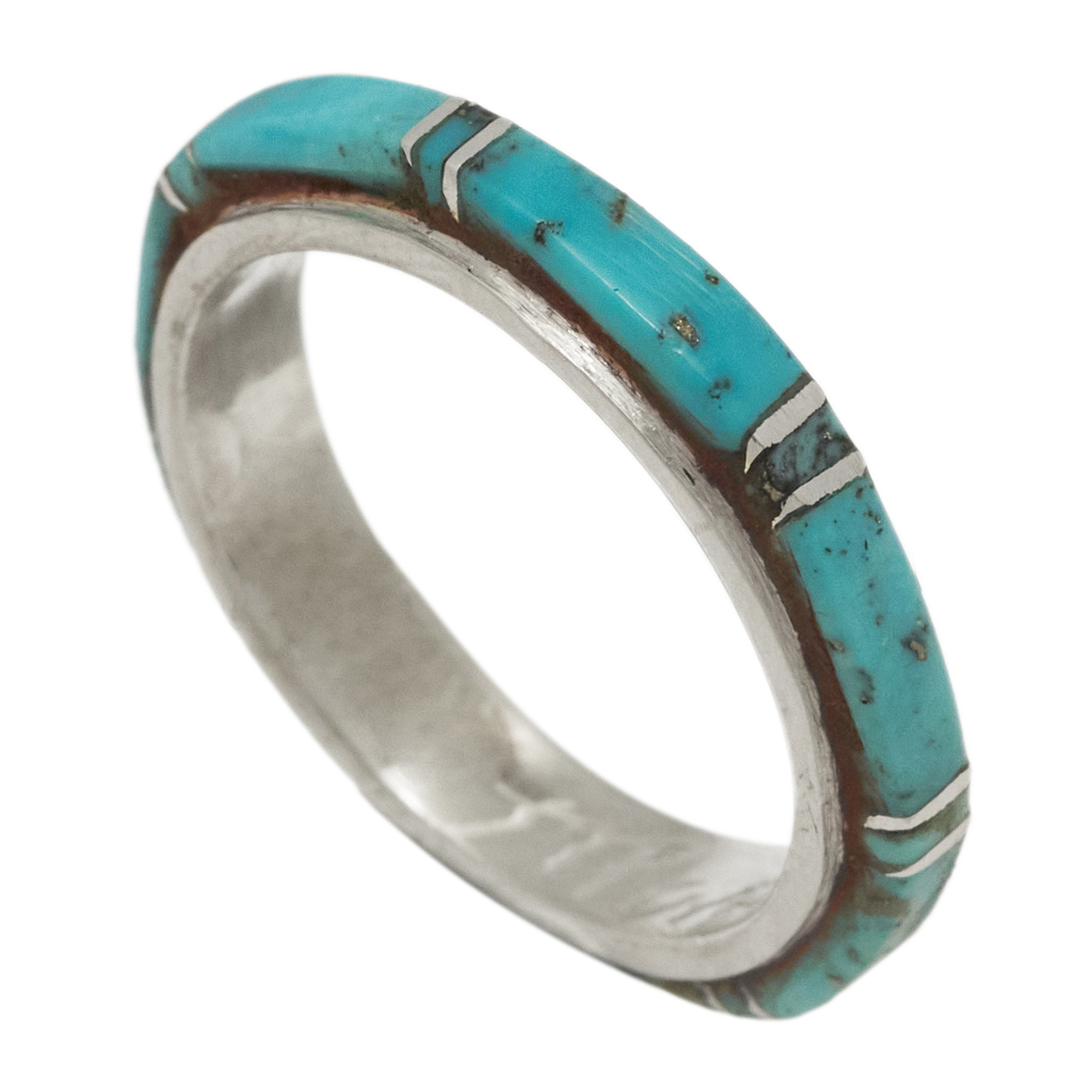 Anneau marqueterie turquoise et argent BA1815 - Harpo Paris
