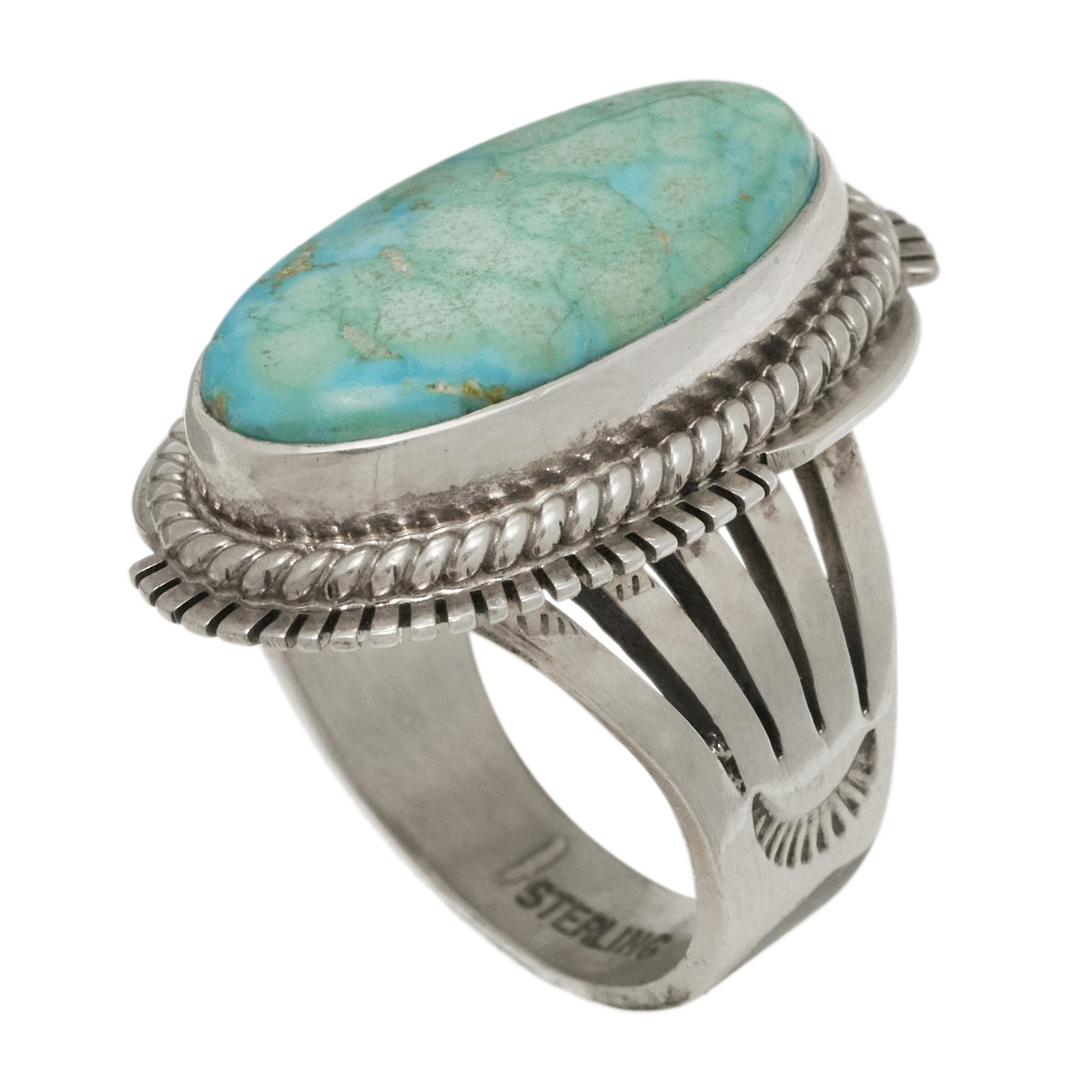 Turquoise and silver ring BA821 - Harpo Paris