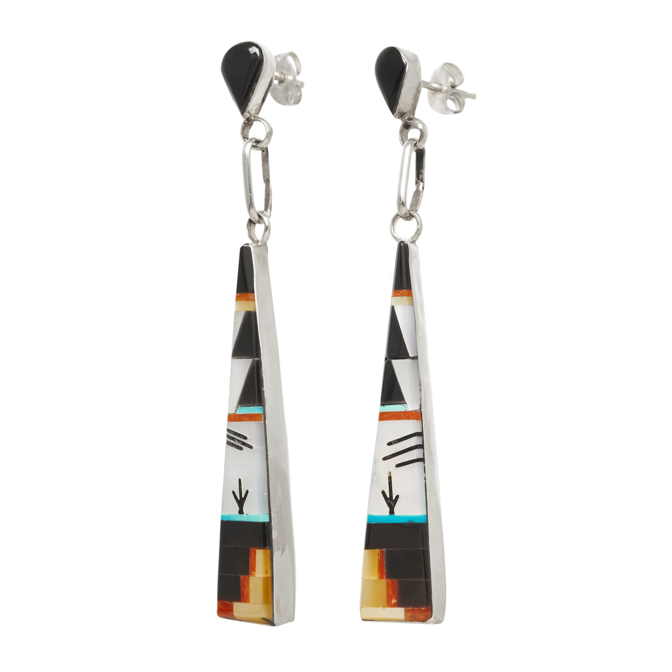 Boucles d'oreilles marqueterie argent BO500 - Harpo Paris