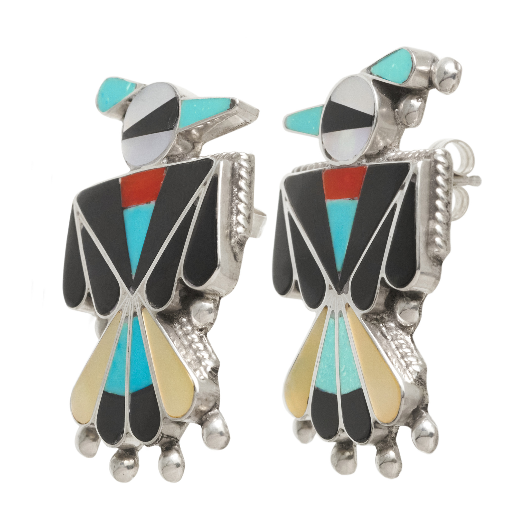 Inlay an silver Earrings BO501 - Harpo Paris