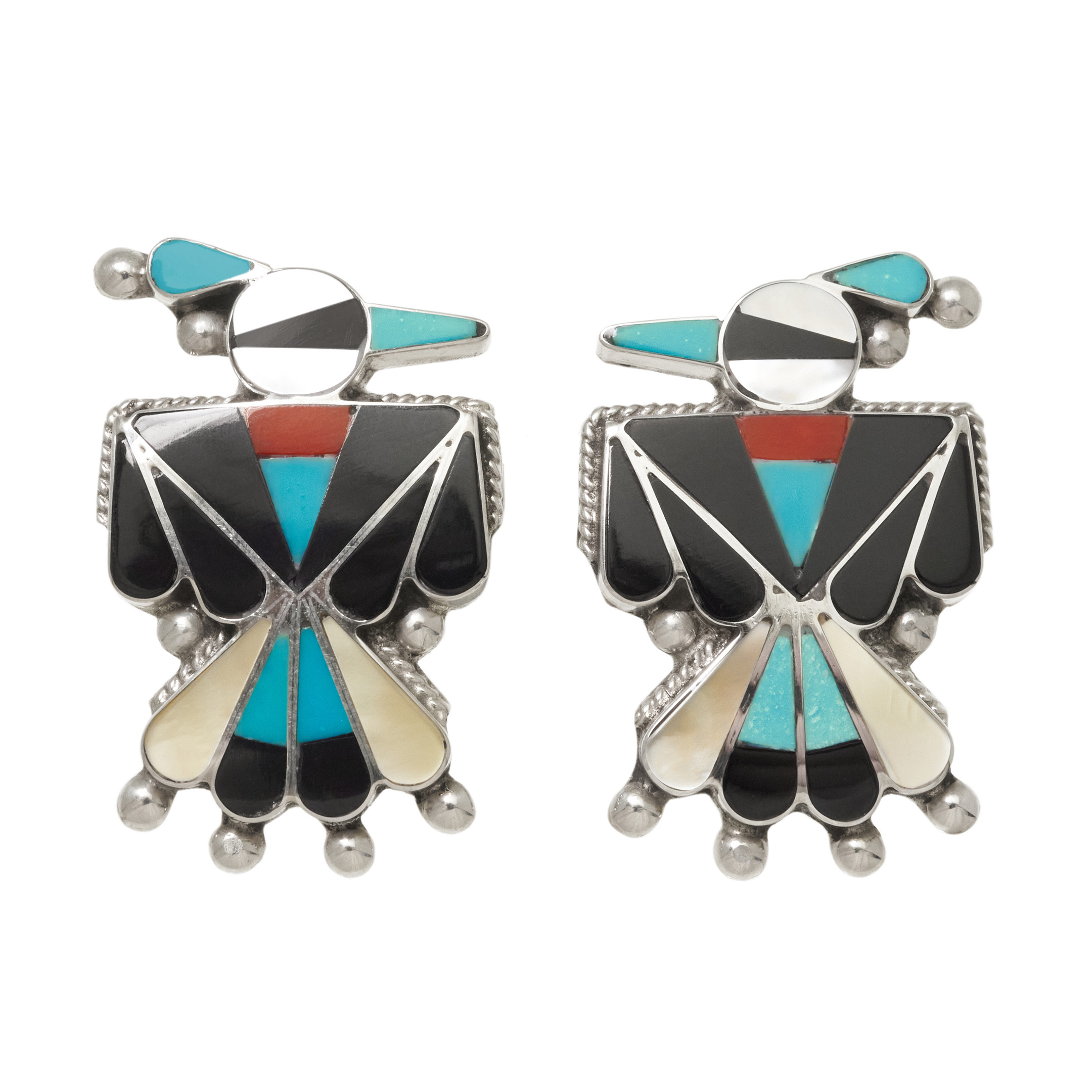 Inlay an silver Earrings BO501 - Harpo Paris