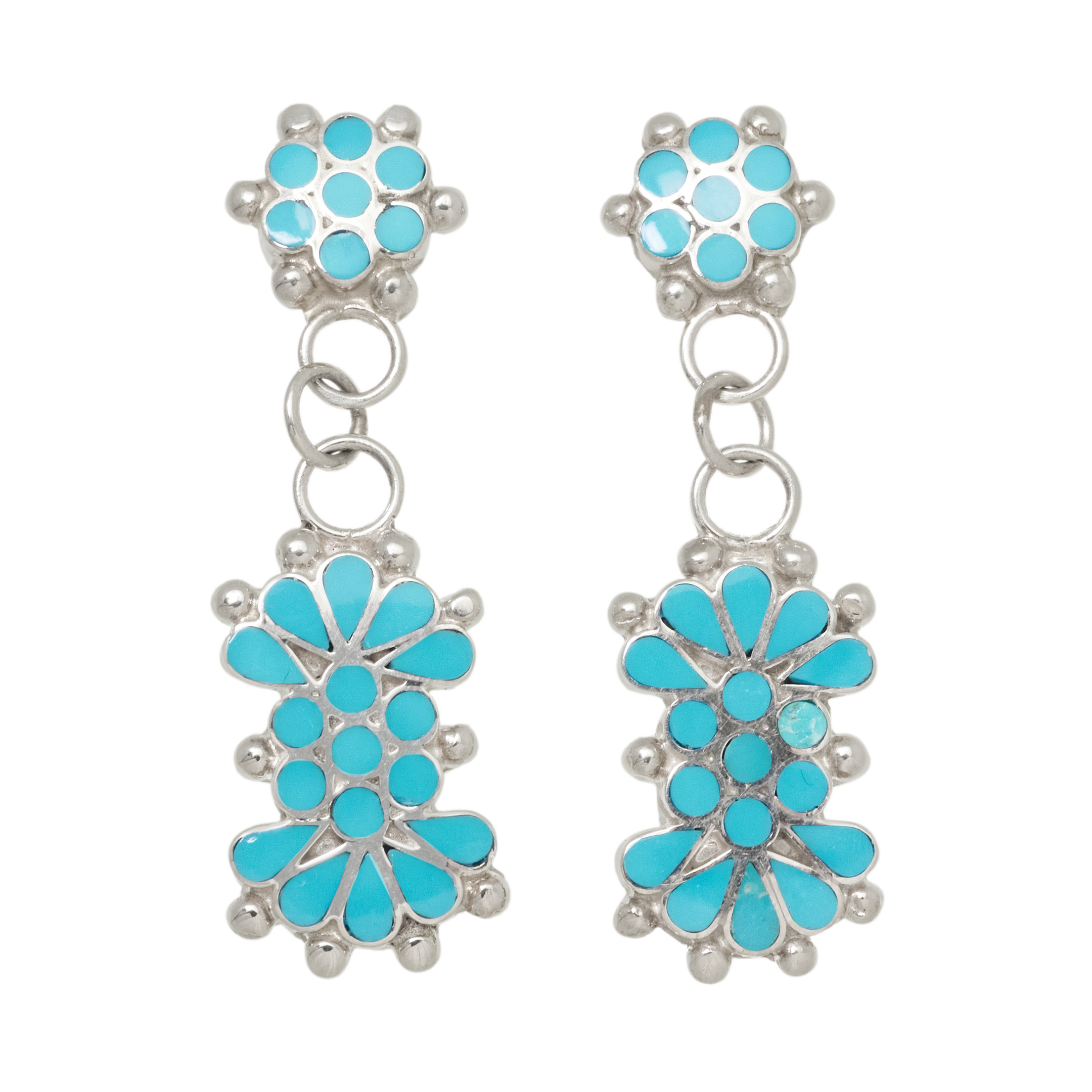 Boucles d'oreilles turquoise et argent BO504 - Harpo Paris