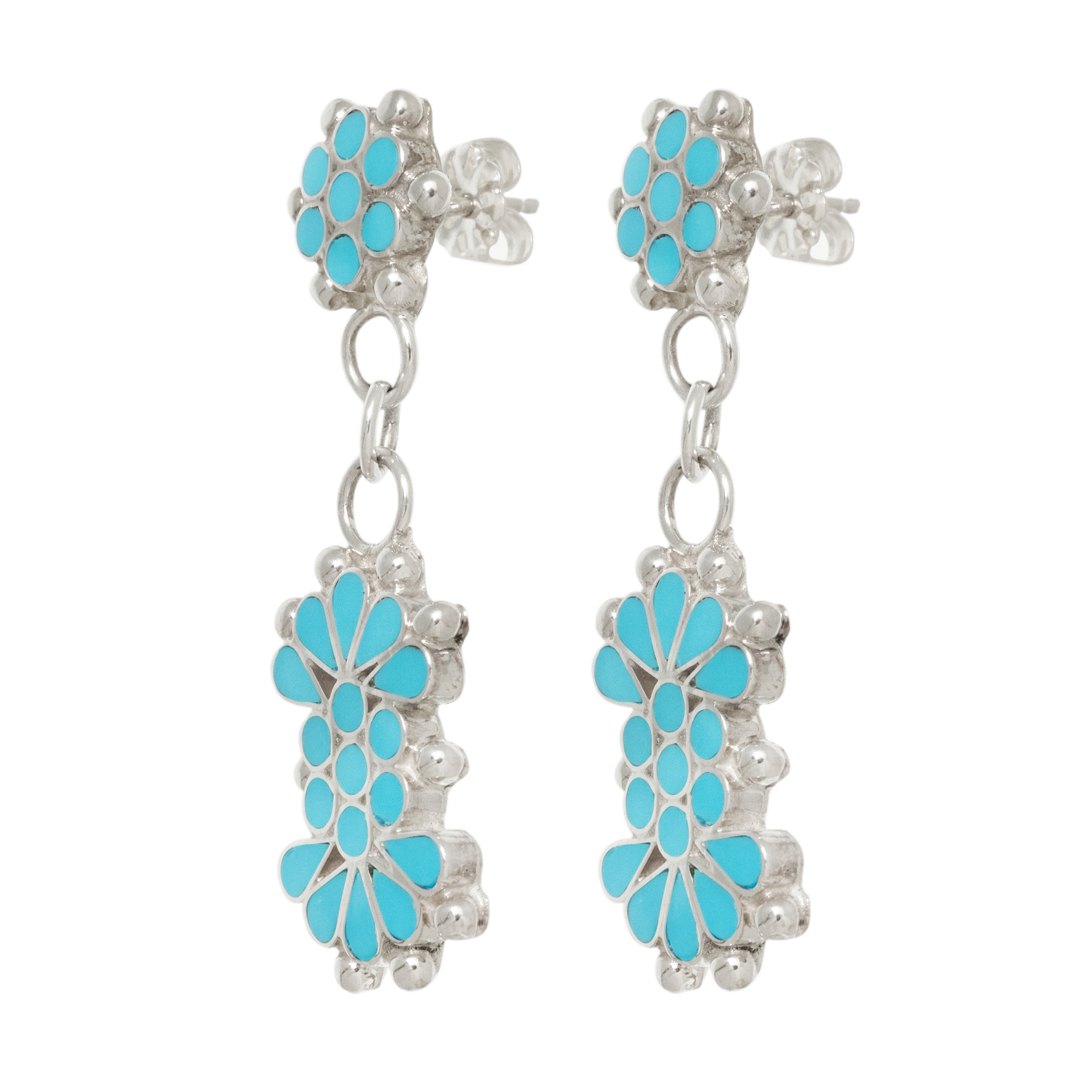Turquoise and silver earrings BO504 - Harpo Paris