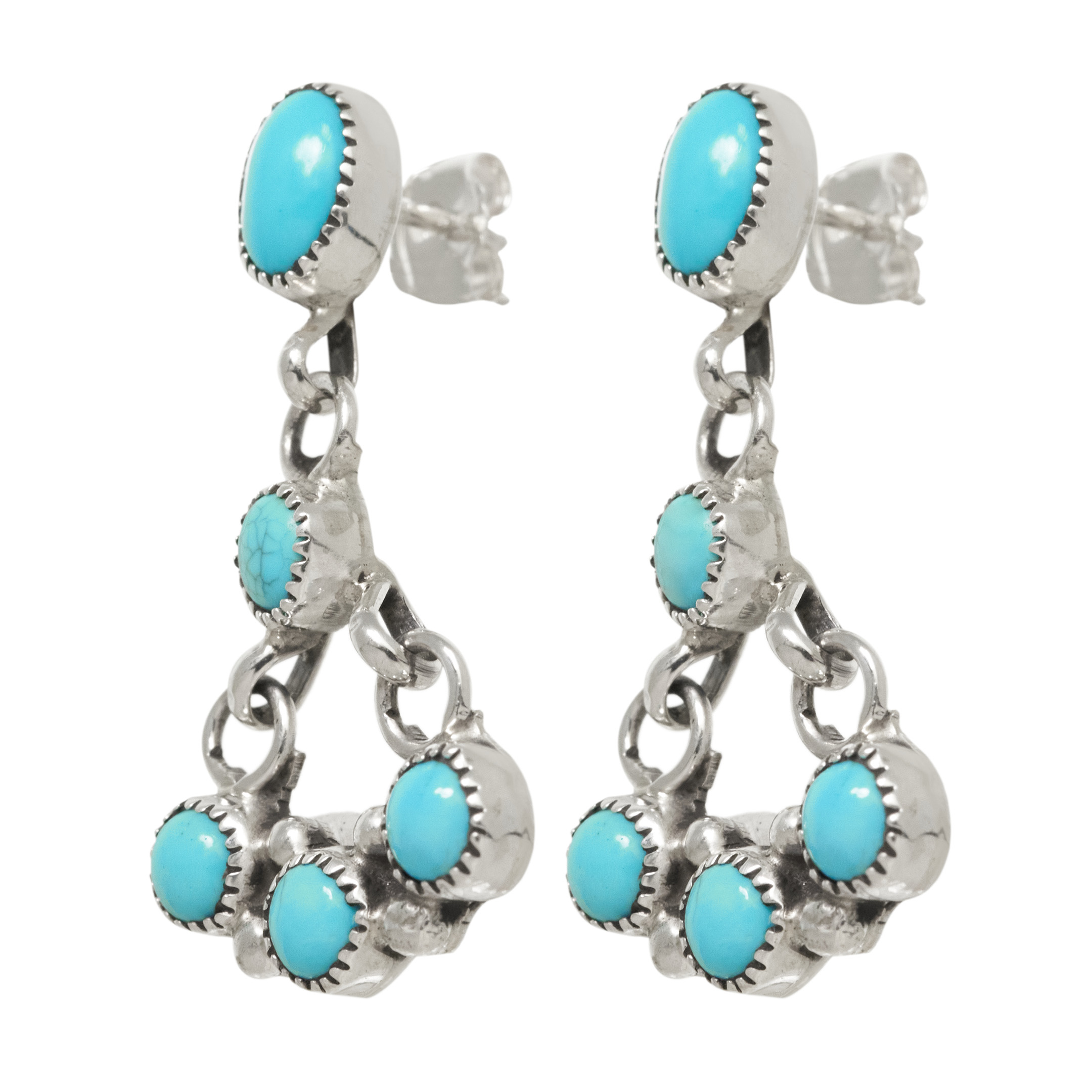 Turquoise and silver earrings BO507 - Harpo Paris