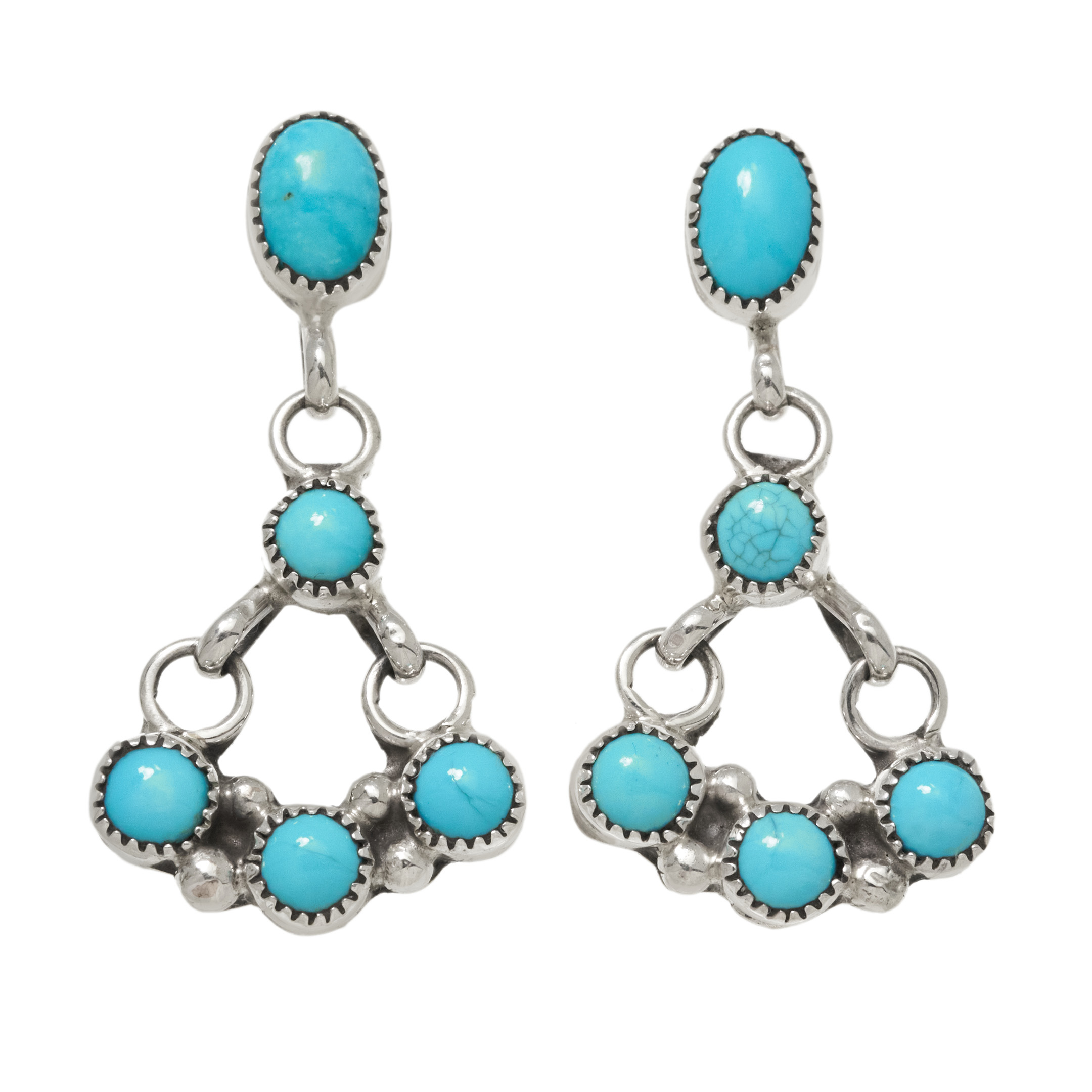 Turquoise and silver earrings BO507 - Harpo Paris