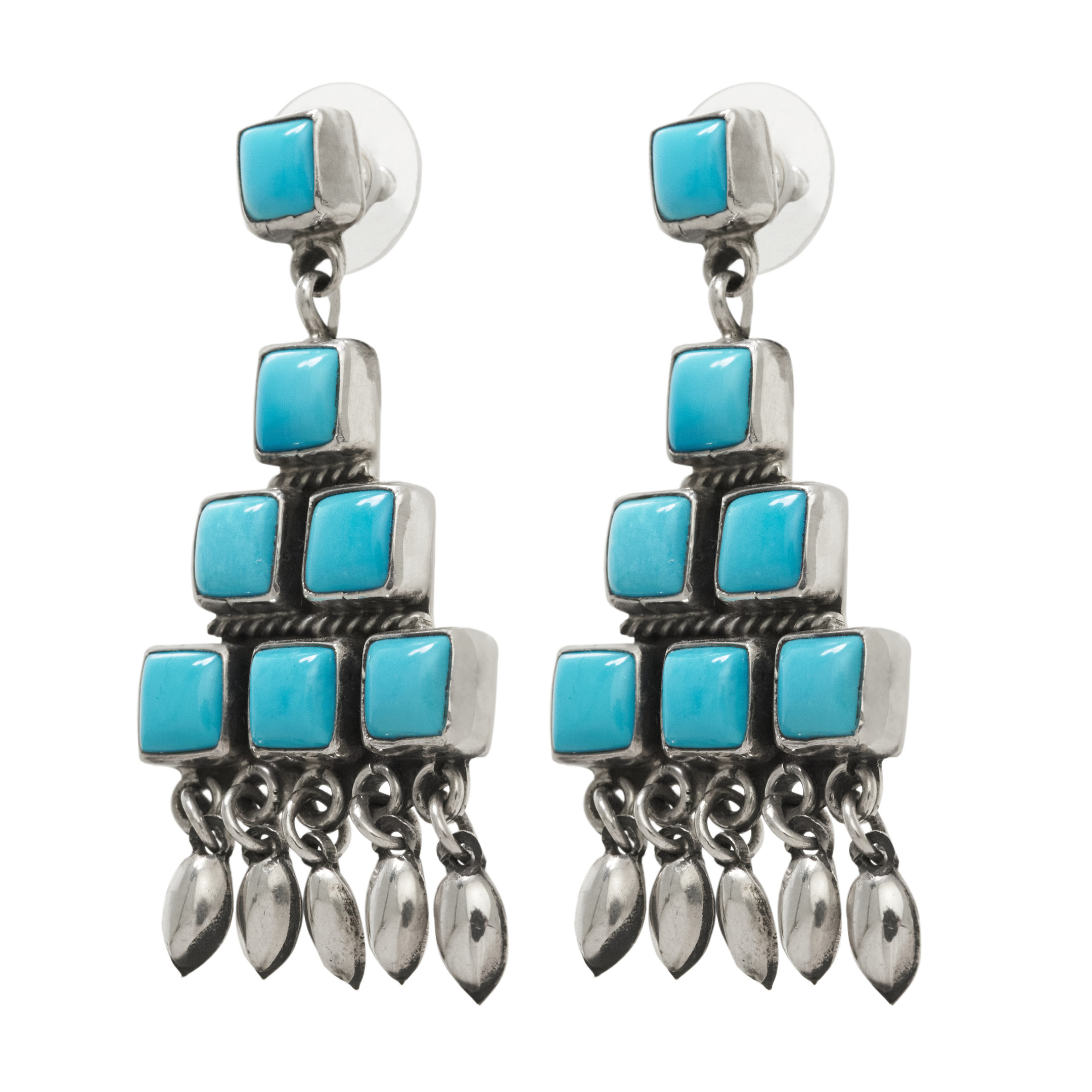 Boucles d'oreilles turquoise et argent BO508 - Harpo Paris