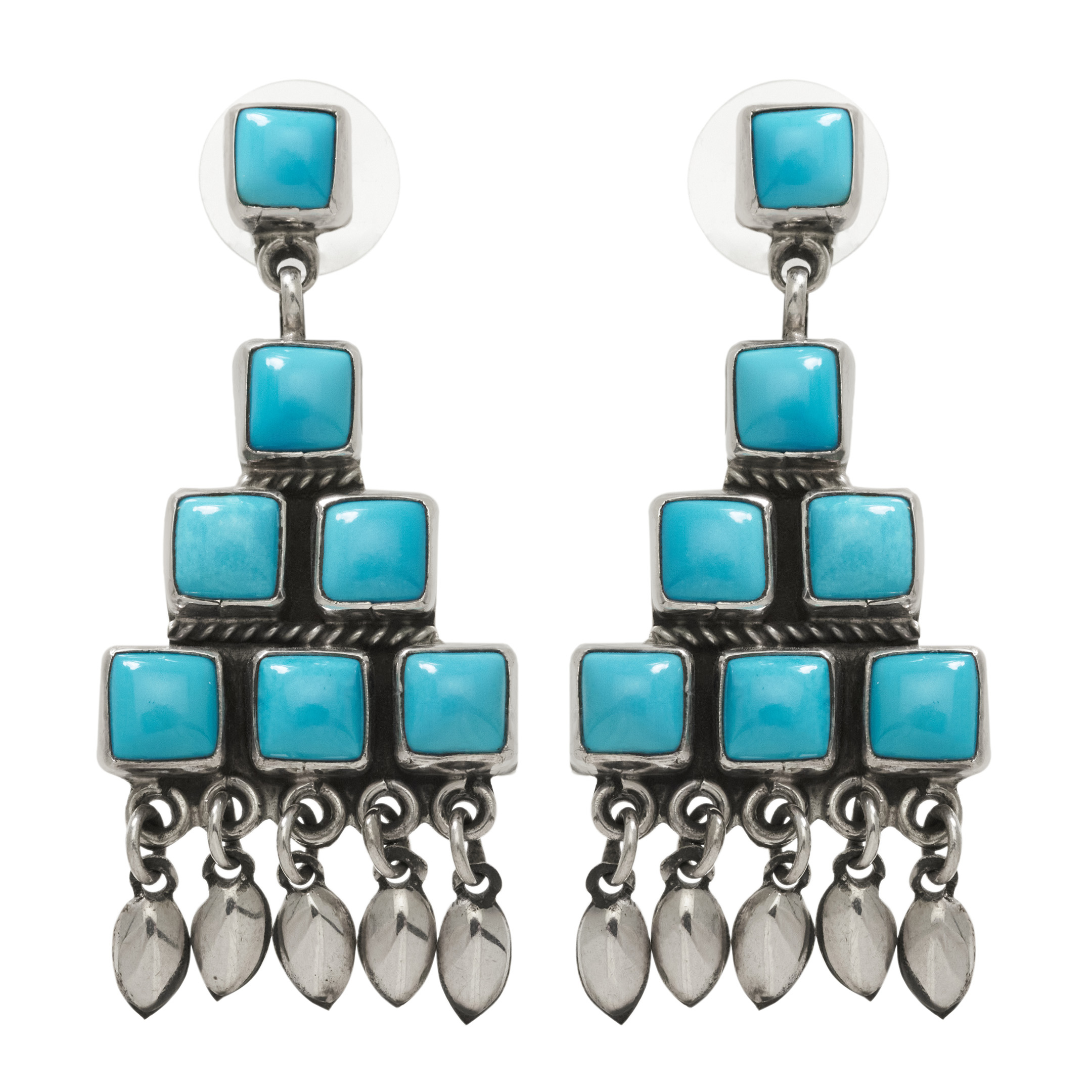 Turquoise and silver earrings BO508 - Harpo Paris