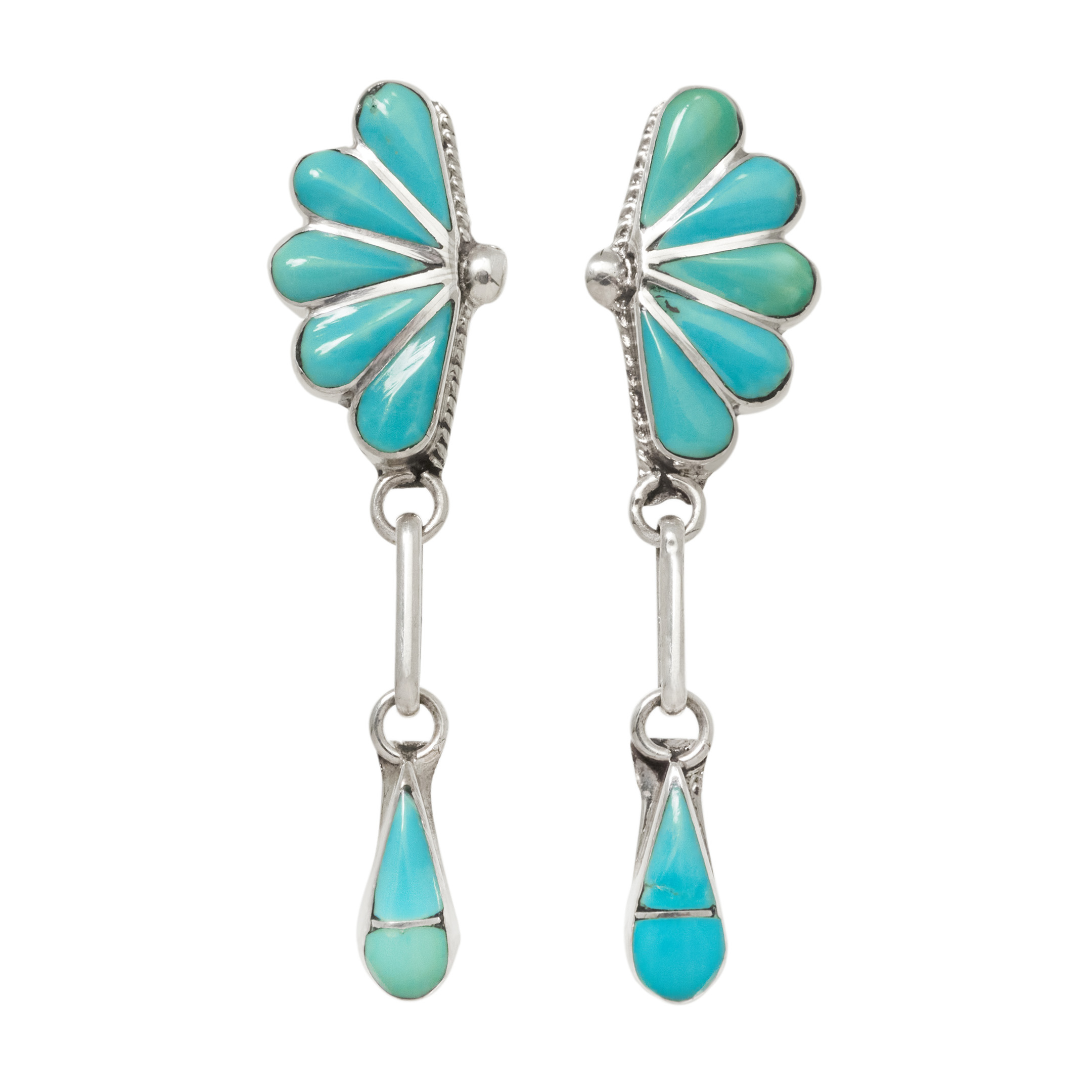 Boucles d'oreilles turquoises et argent BO509 - Harpo Paris