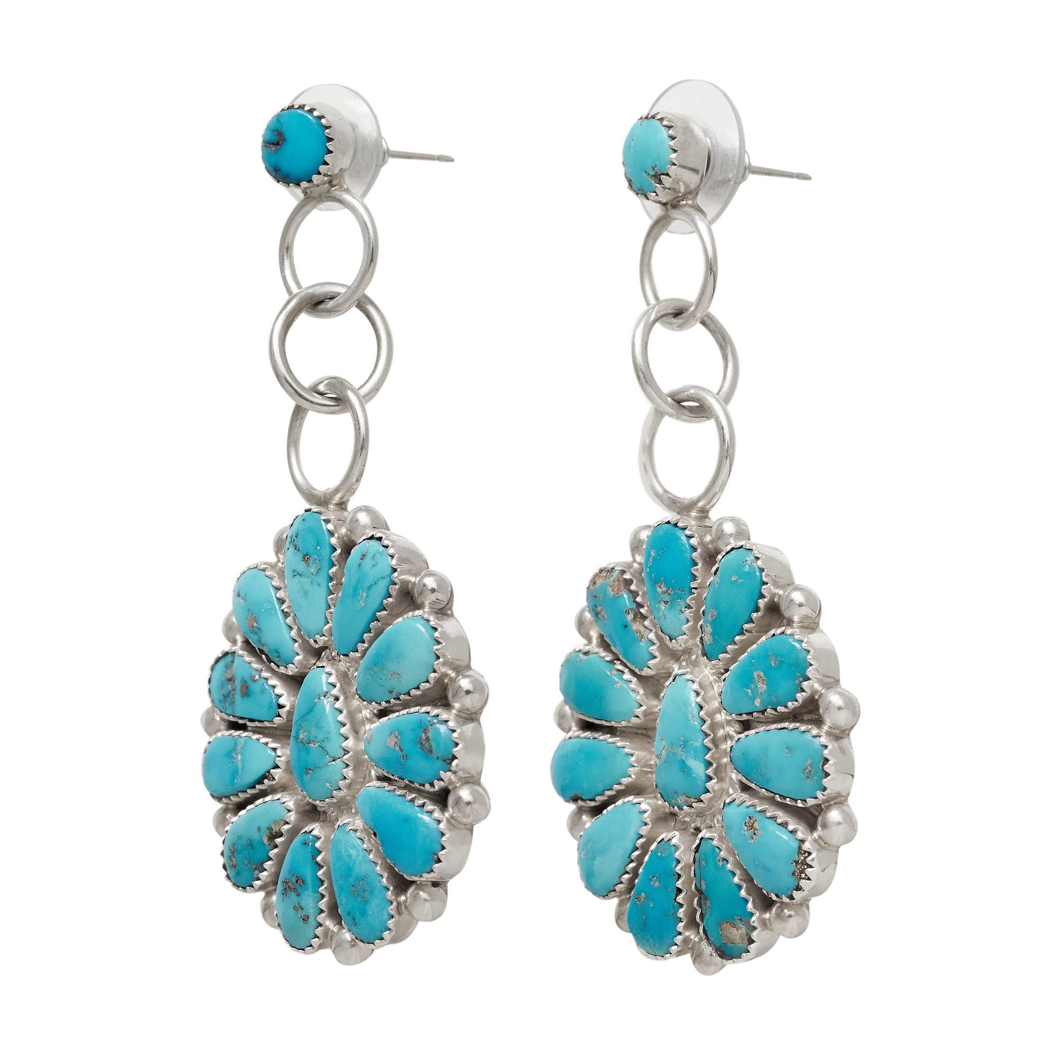 Boucles d'oreilles turquoise et argent BO510 - Harpo Paris