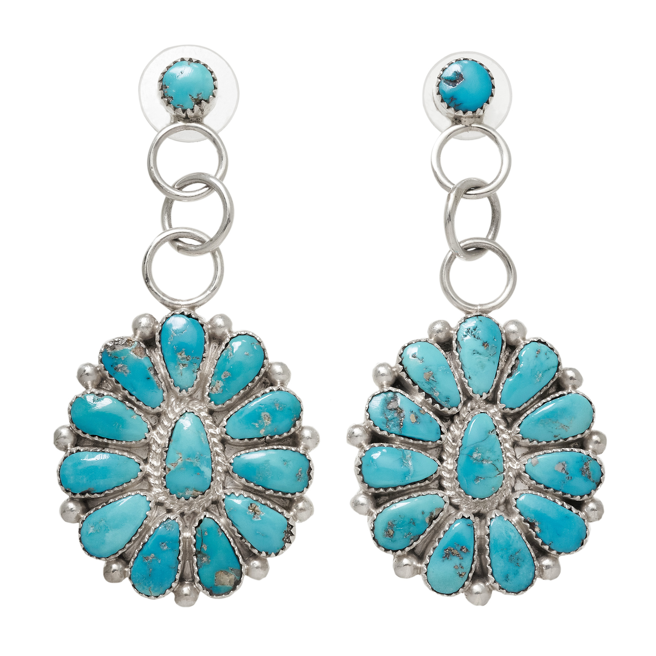 Boucles d'oreilles turquoise et argent BO510 - Harpo Paris