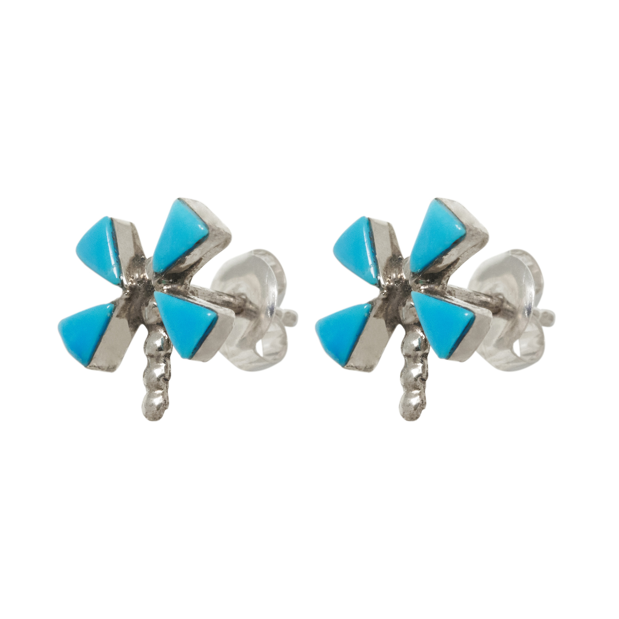 Turquoise and silver studs BO511 - Harpo Paris