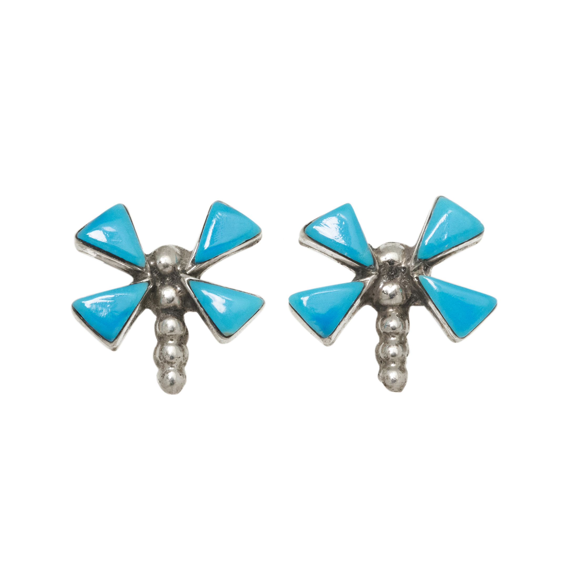 Turquoise and silver studs BO511 - Harpo Paris
