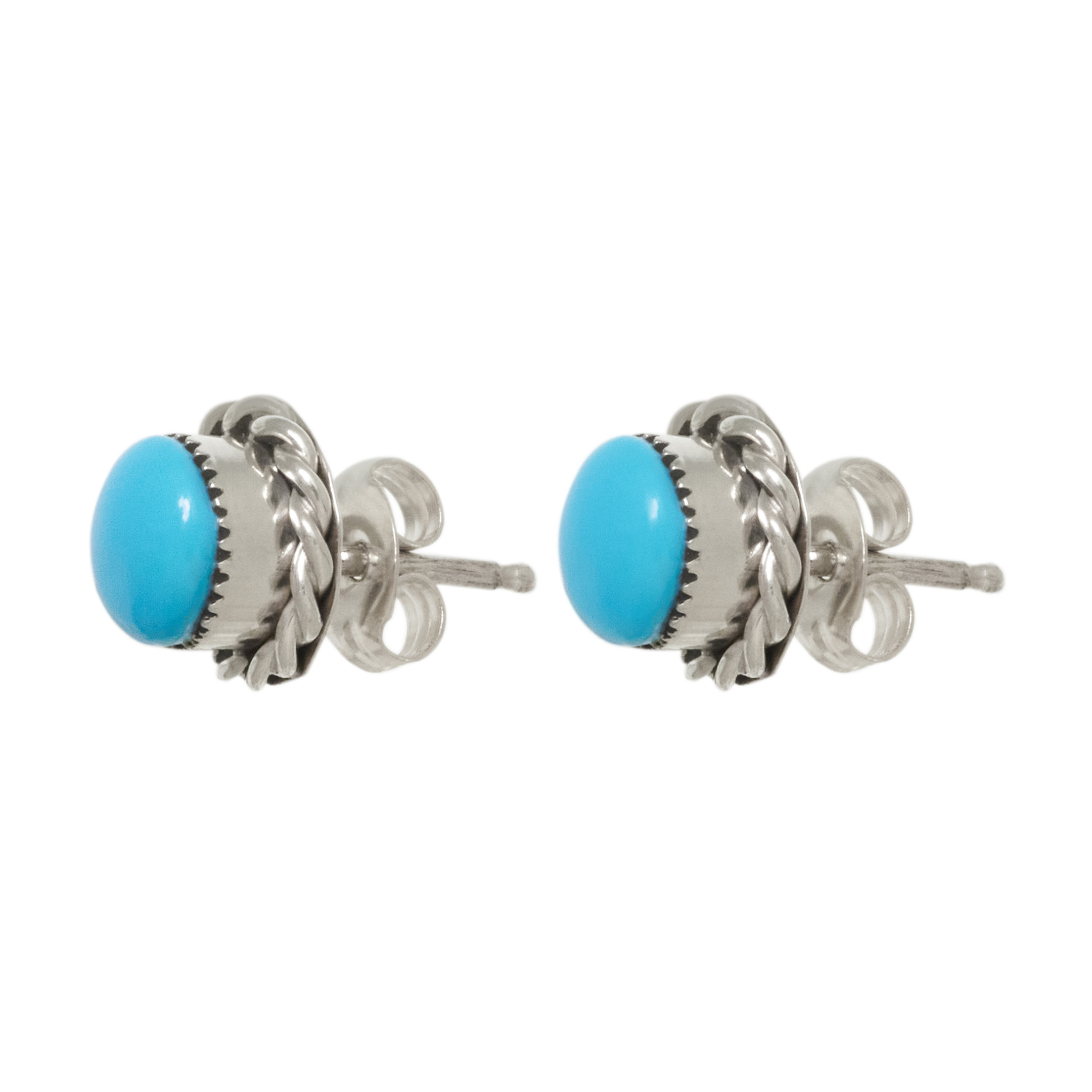 Turquoise and silver studs BO512 - Harpo Paris