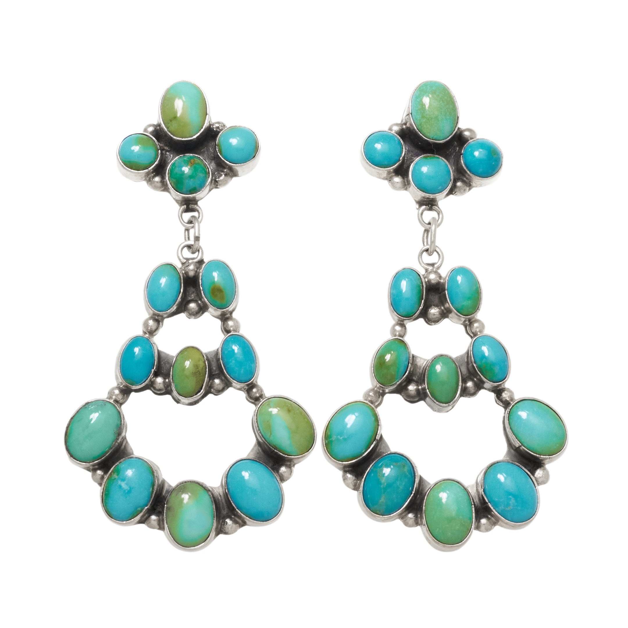 Turquoise and silver earrings BO513 - Harpo Paris