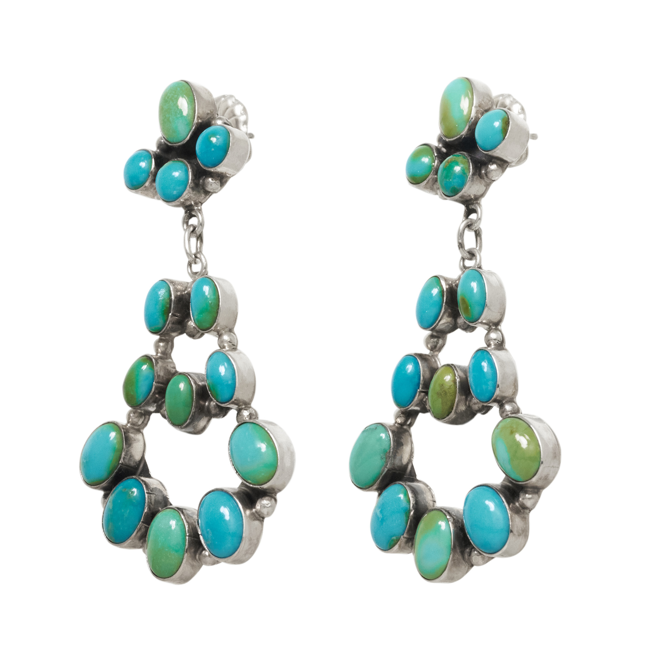 Turquoise and silver earrings BO513 - Harpo Paris