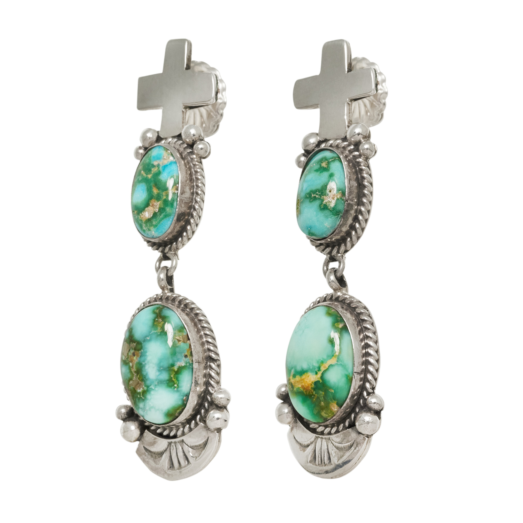 Turquoise and silver earrings BO515 - Harpo Paris