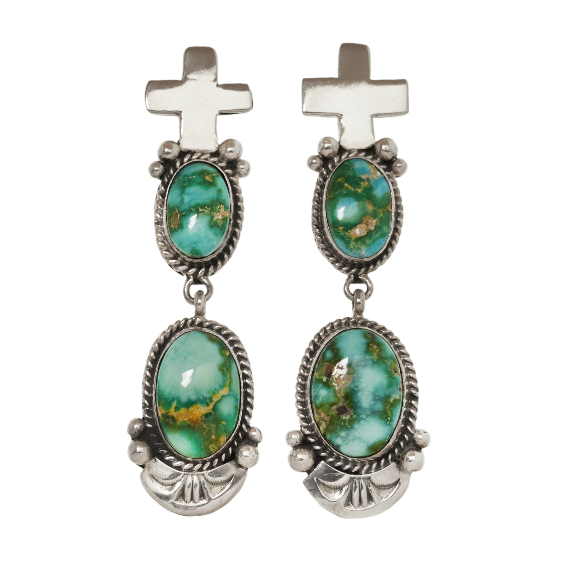 Turquoise and silver earrings BO515 - Harpo Paris