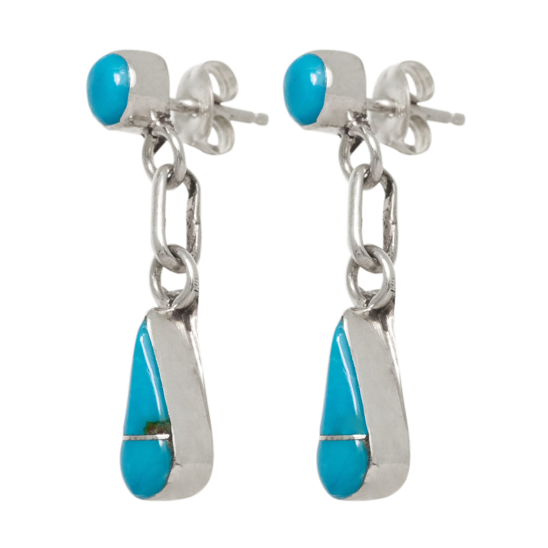 Turquoise and silver earrings BO516 - Harpo Paris