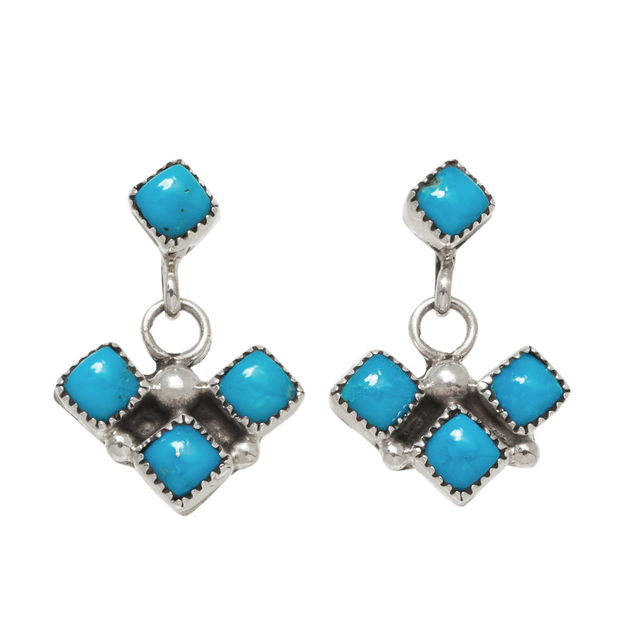 Boucles d'oreilles turquoises et argent BO517 - Harpo Paris