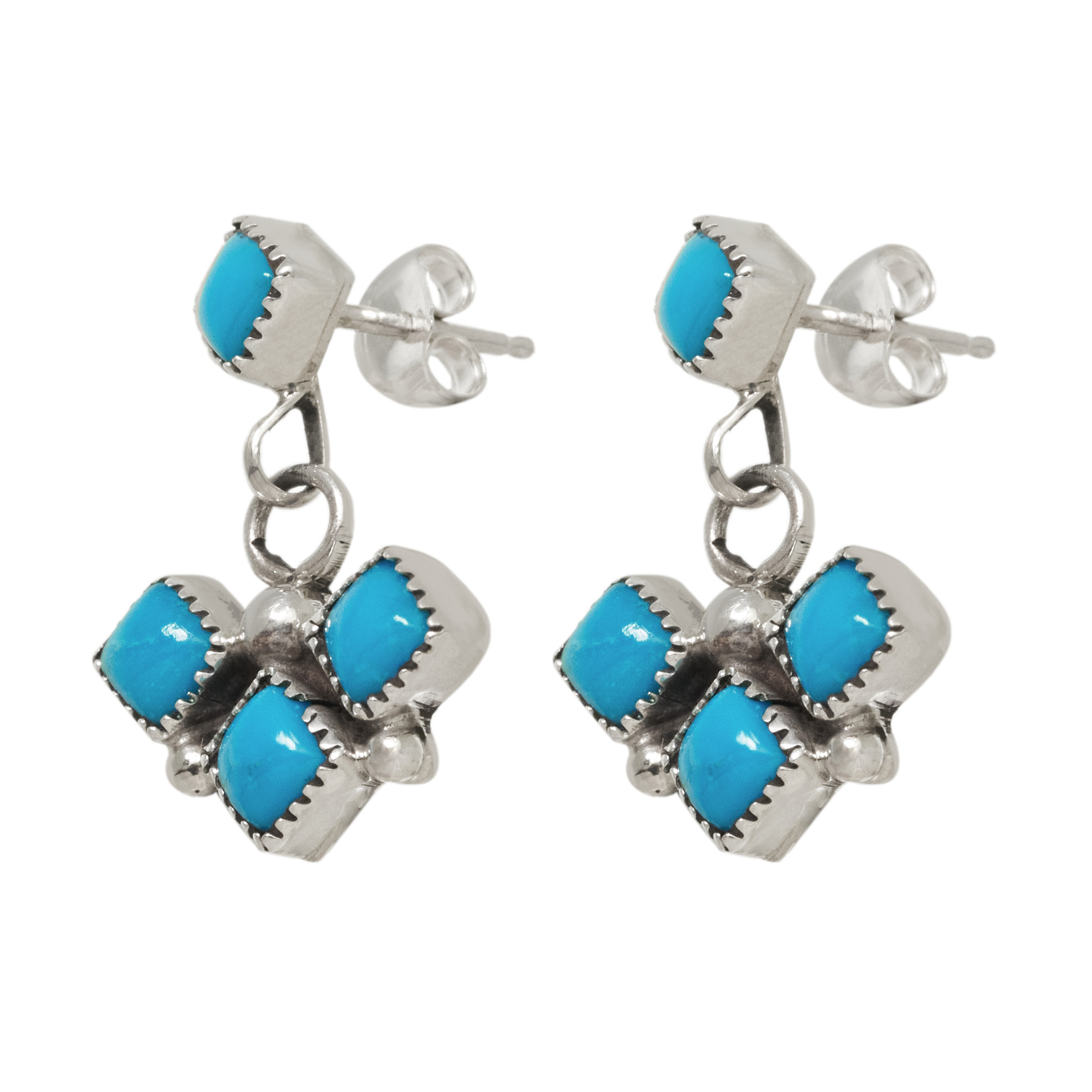 Boucles d'oreilles turquoises et argent BO517 - Harpo Paris