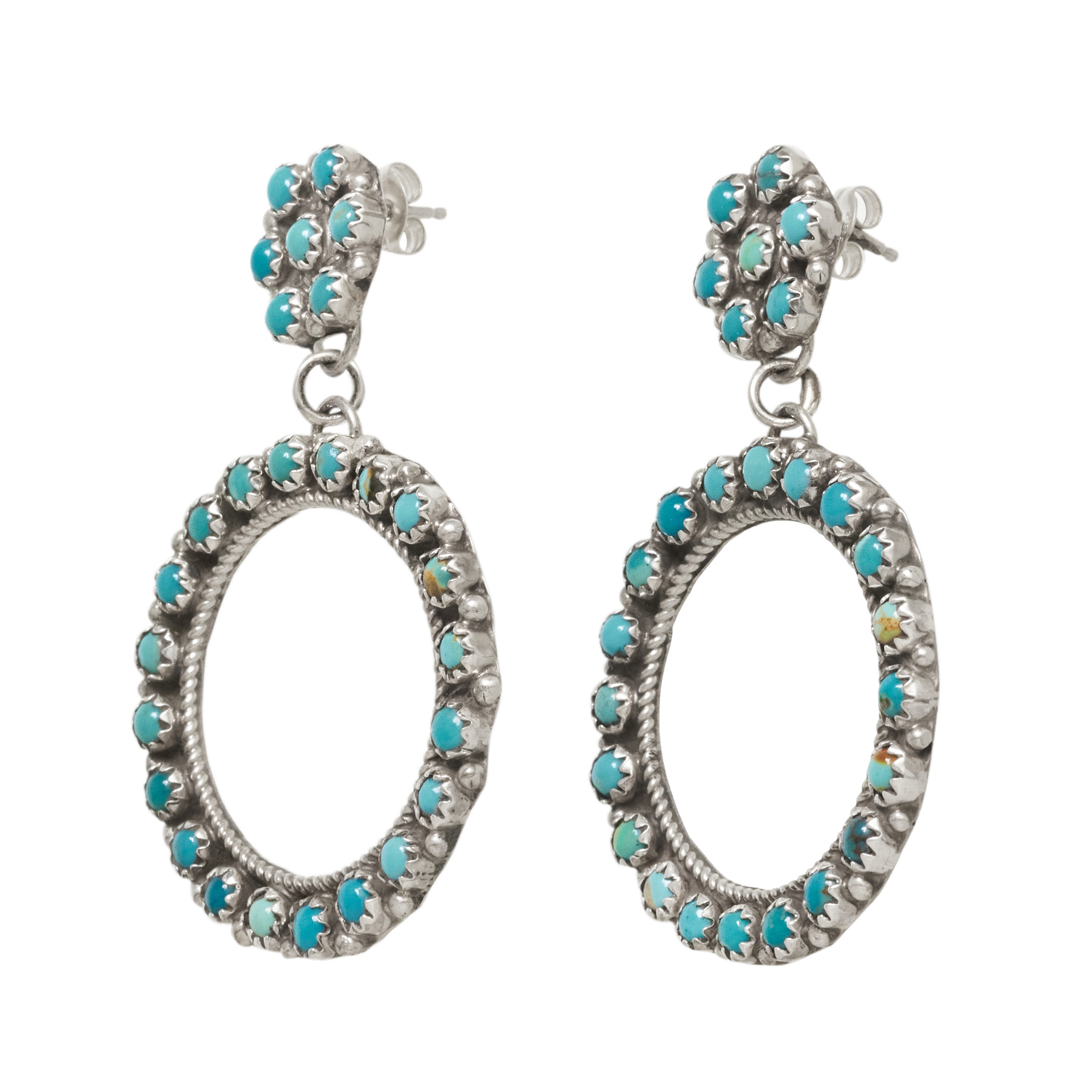 Boucles d'oreilles turquoises et argent BO518 - Harpo Paris