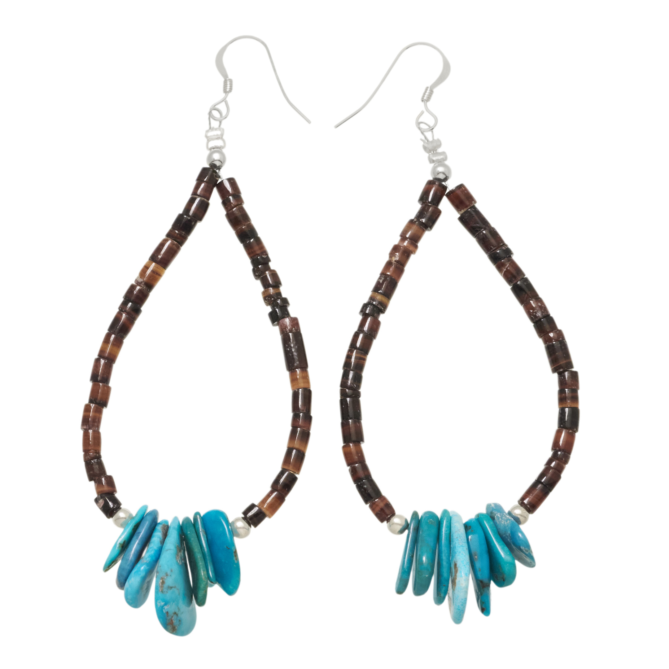 Boucles d’oreilles perles de turquoise et coquillage BO521 - Harpo Paris